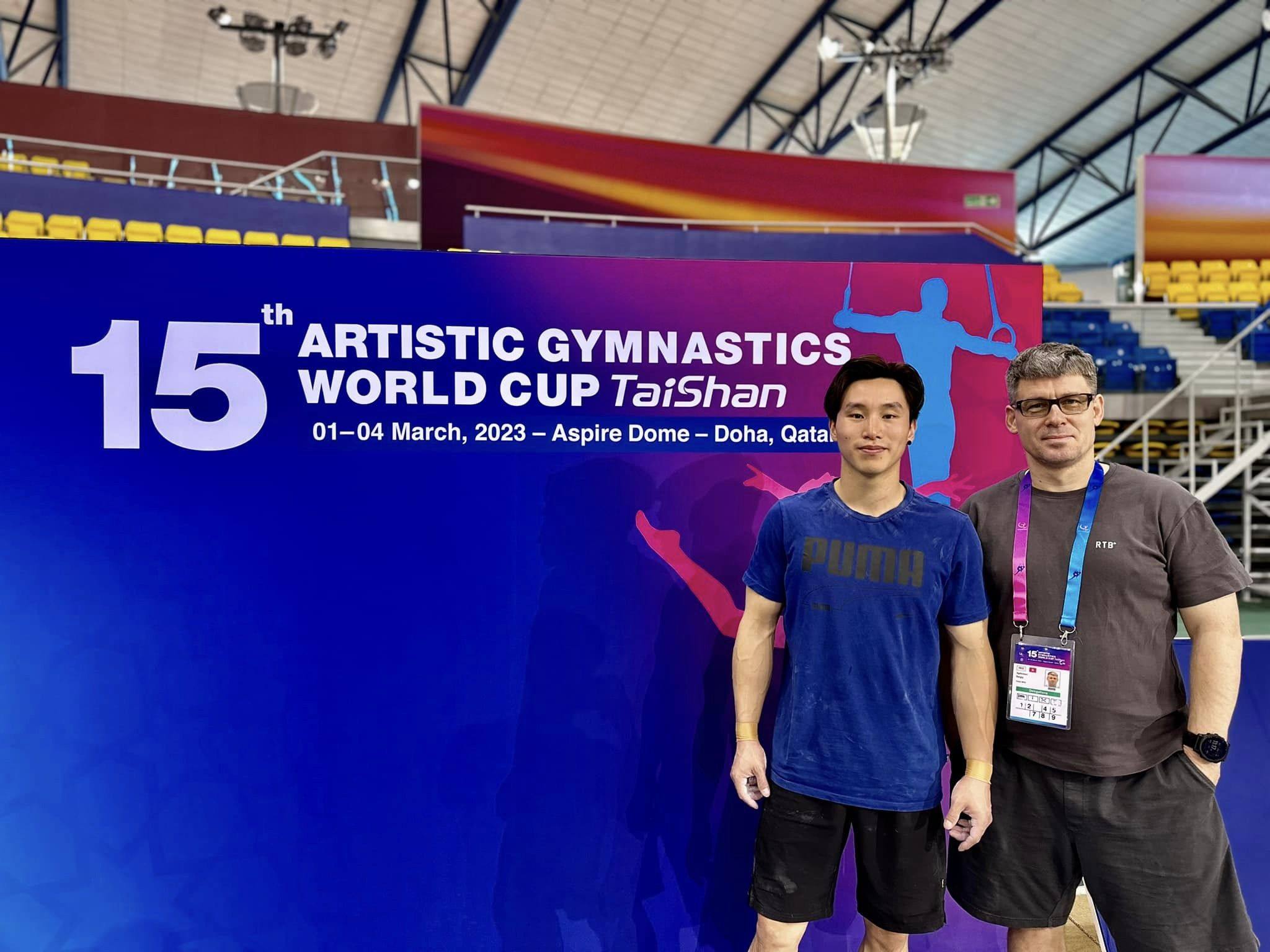 Shek Wai-hung, pictured with coach Sergiy Agafontsev, is ready for the second leg of the World Cup in Doha after a medal in the first. Photo: Handout