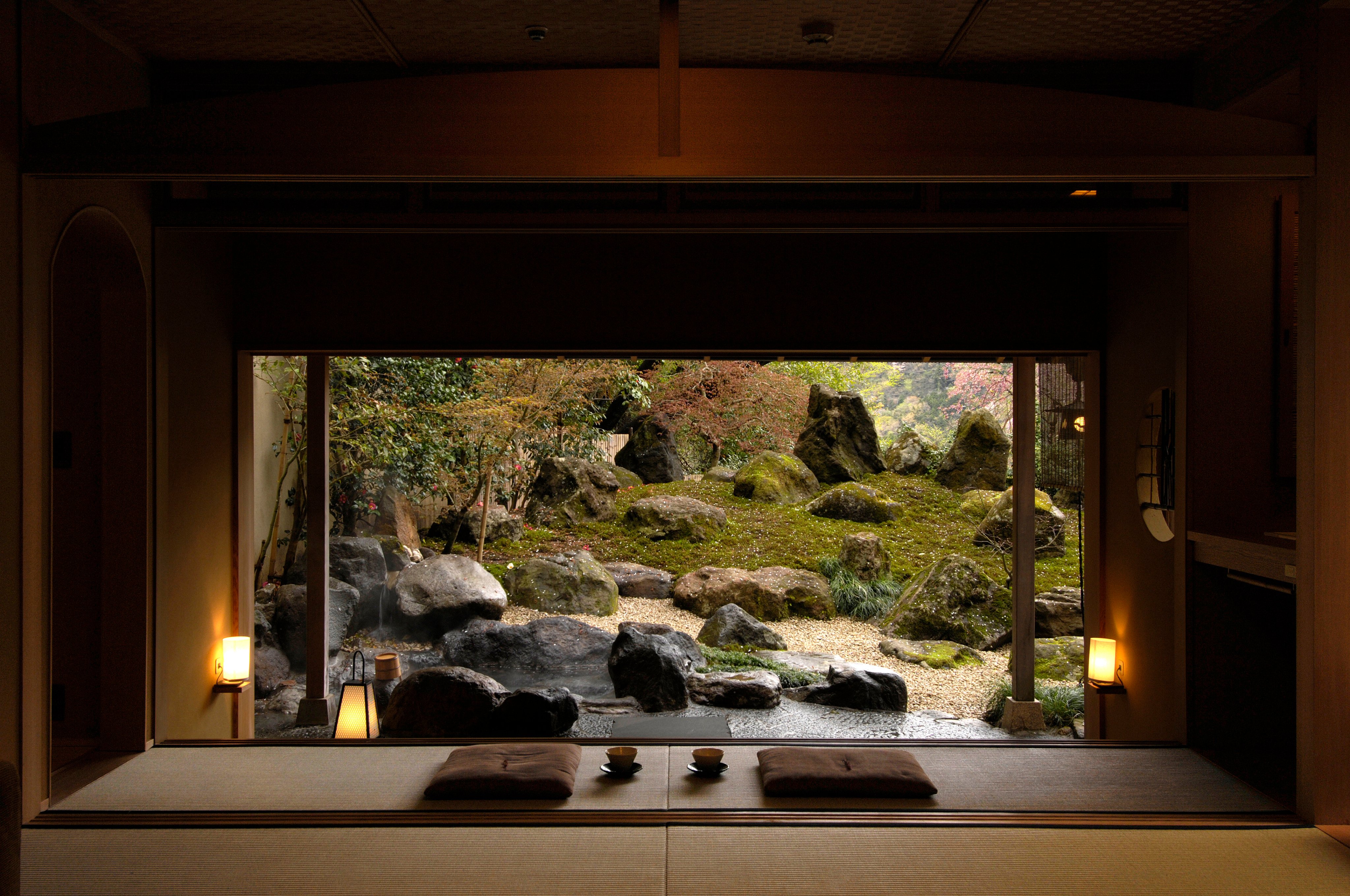 Zaborin Ryokan’s rooms look out on traditional Japanese gardens, instantly soothing the mind. Photo: Ryokan Collection