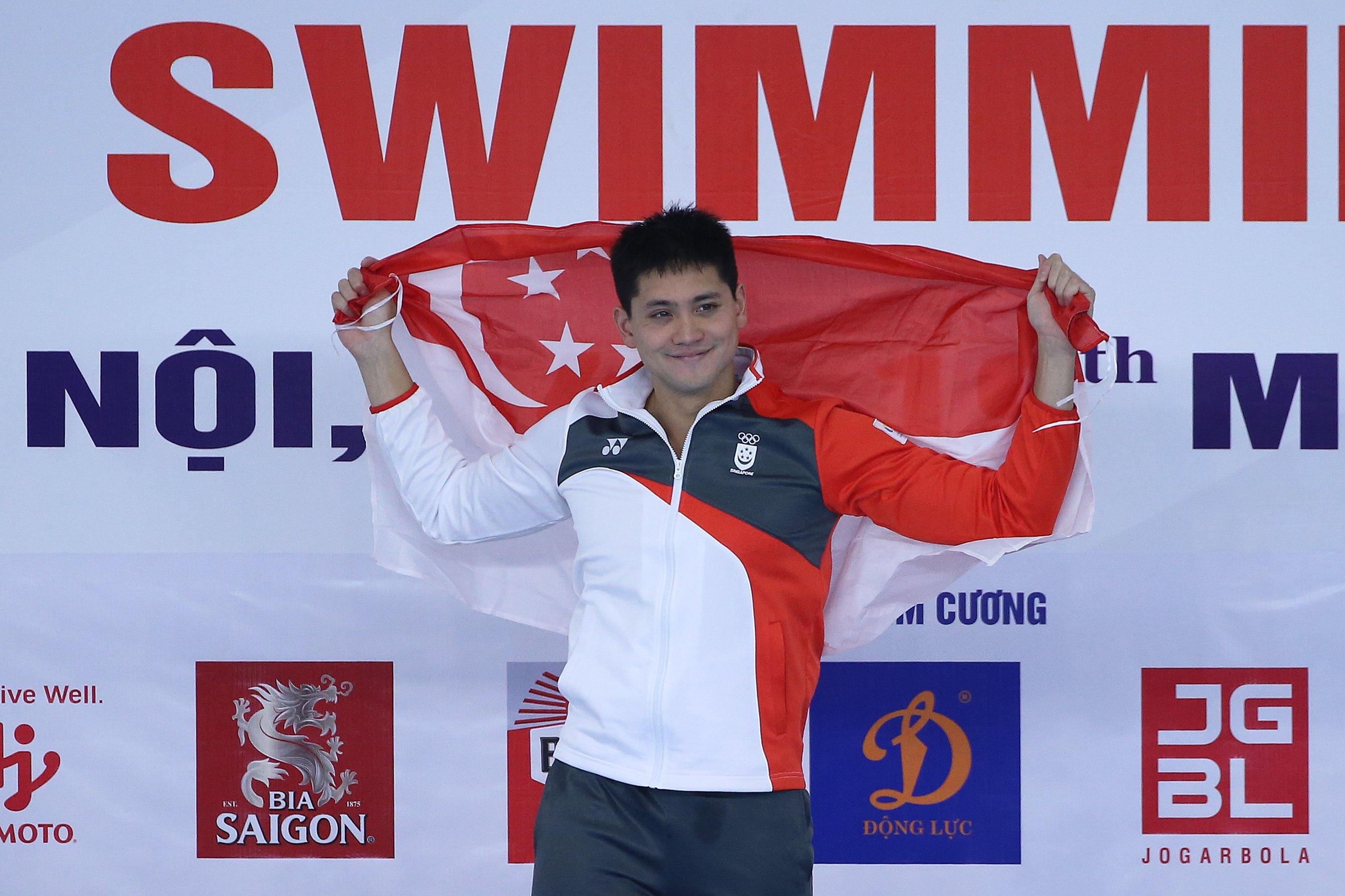 Singapore’s first-ever Olympic champion Joseph Schooling, who beat Michael Phelps at the 100m butterfly in 2016, said Wednesday he will skip the upcoming Southeast Asian Games in Phnom Penh. Photo: EPA-EFE/File