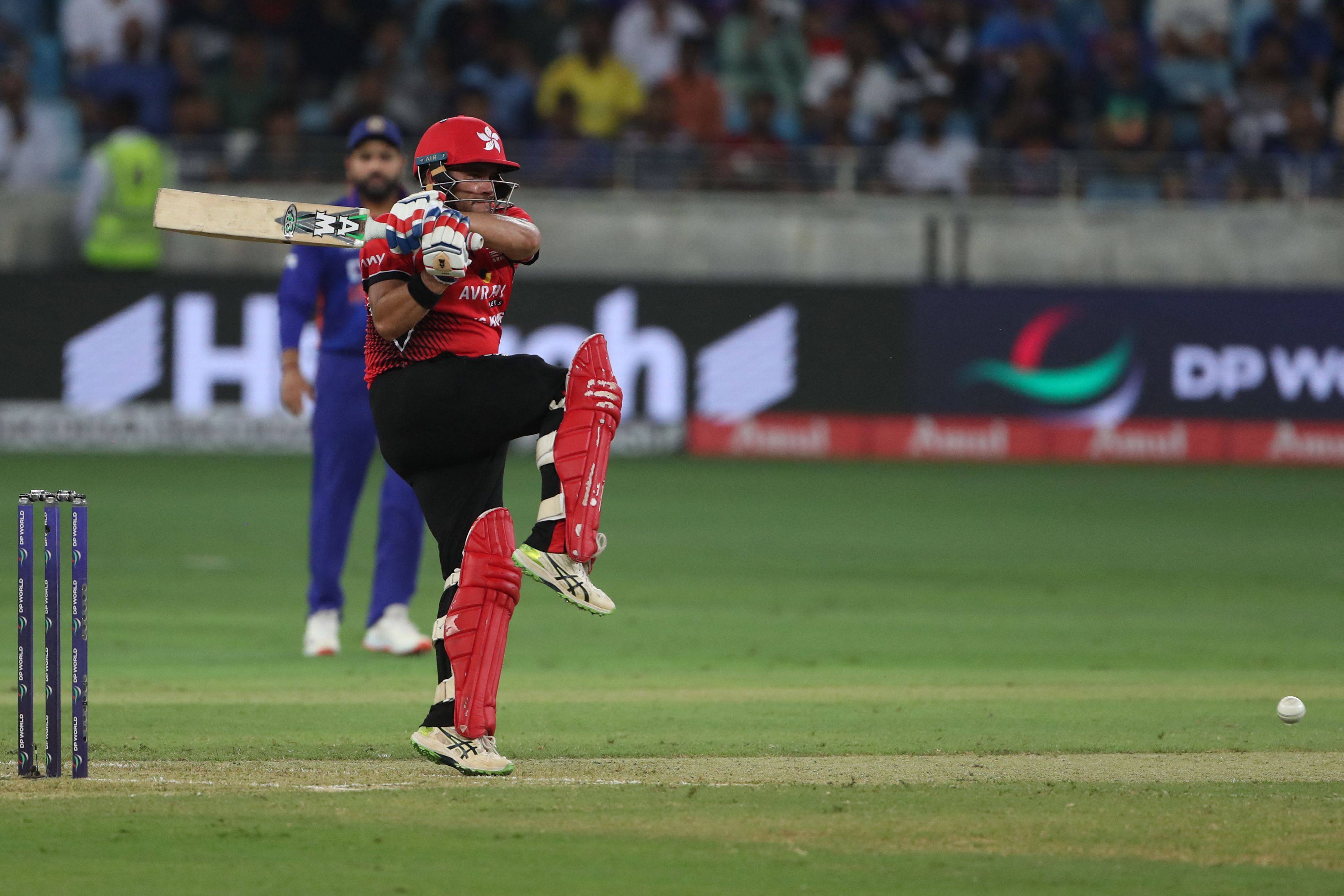 Hong Kong’s Yasim Murtaza plays a shot during the Asia Cup Twenty20 international against India in Dubai on August 31, 2022. Photo: AFP
