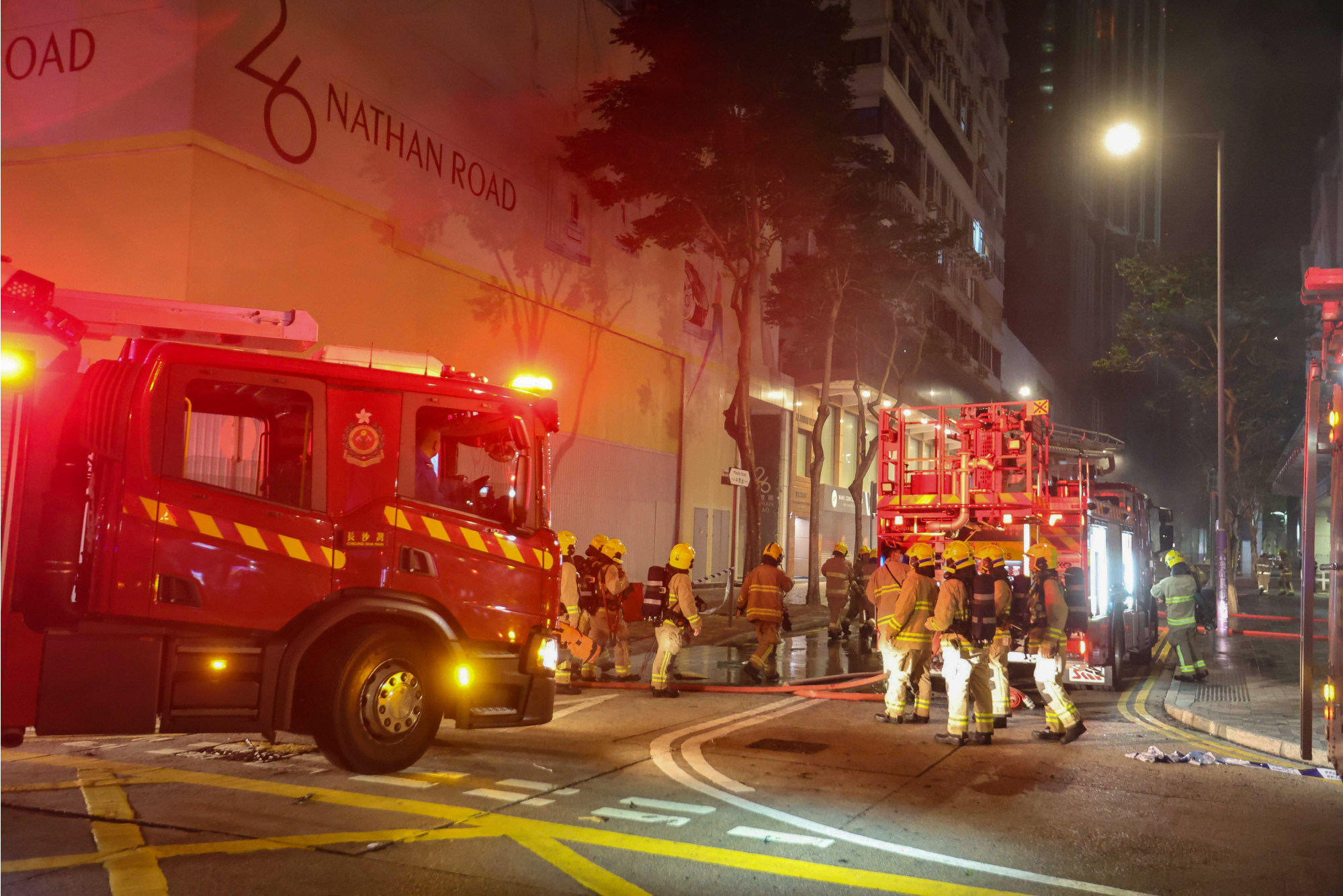 Firefighters at the scene of a major blaze at an under-construction hotel in Tsim Sha Tsui. Photo: Edmond So