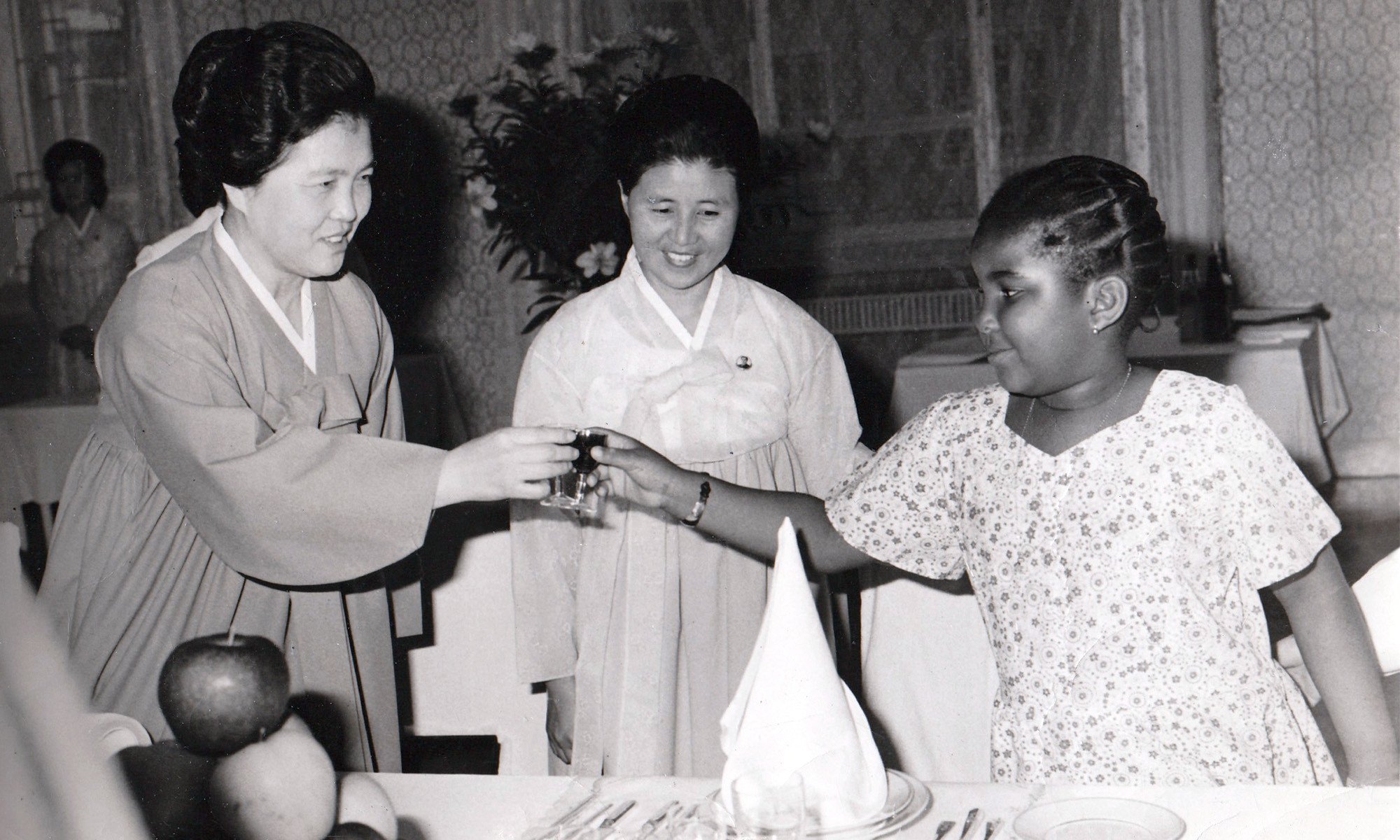 Monica Macias shares a toast with Kim Song-ae, wife of North Korea’s Kim Il-sung. Photo: Handout/Duckworth Books