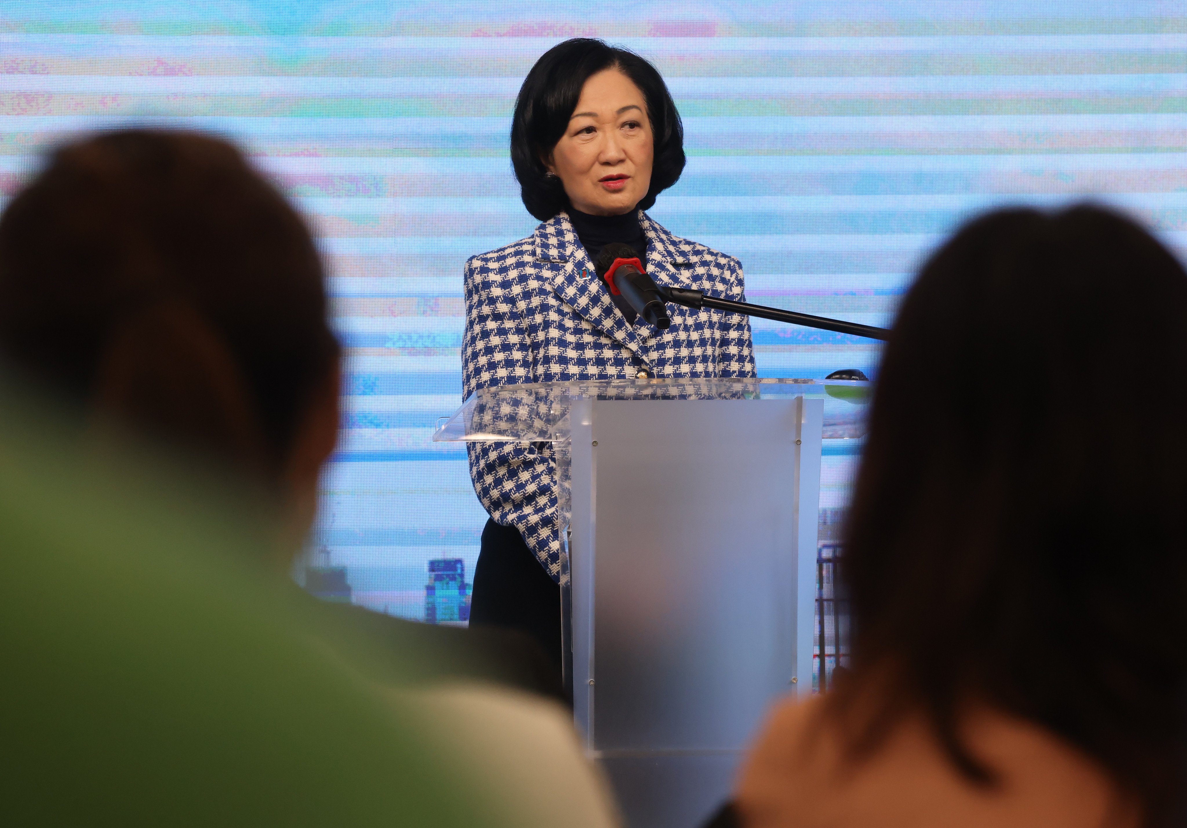 Lawmaker Regina Ip speaks at a seminar on Hong Kong’s Legislative Council in Lai Chi Kok on February 10. Photo: Jonathan Wong