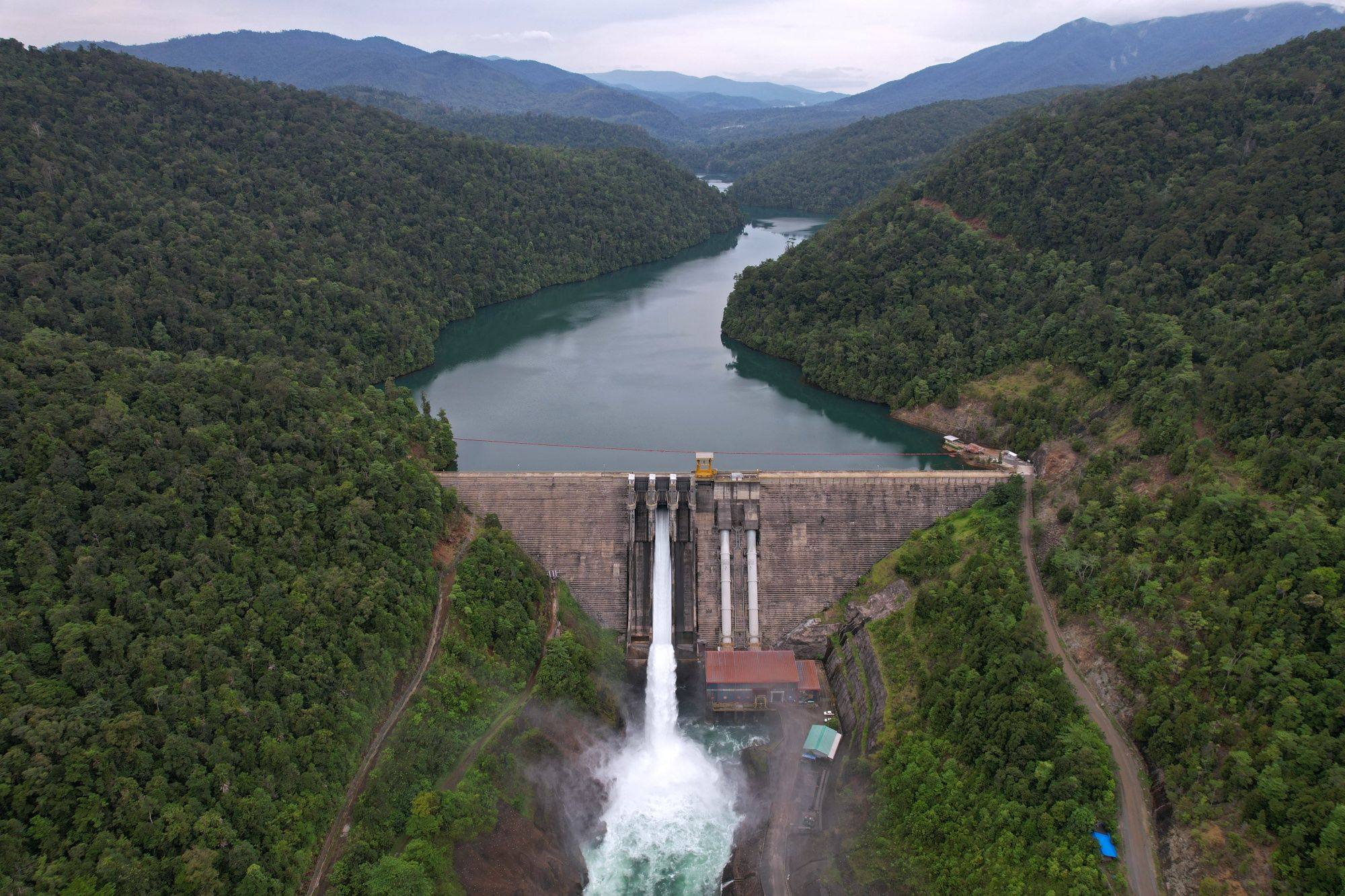 An aerial view of a dam in Indonesia. The country aims to have 57 new dams in place by 2024. Photo: Bloomberg