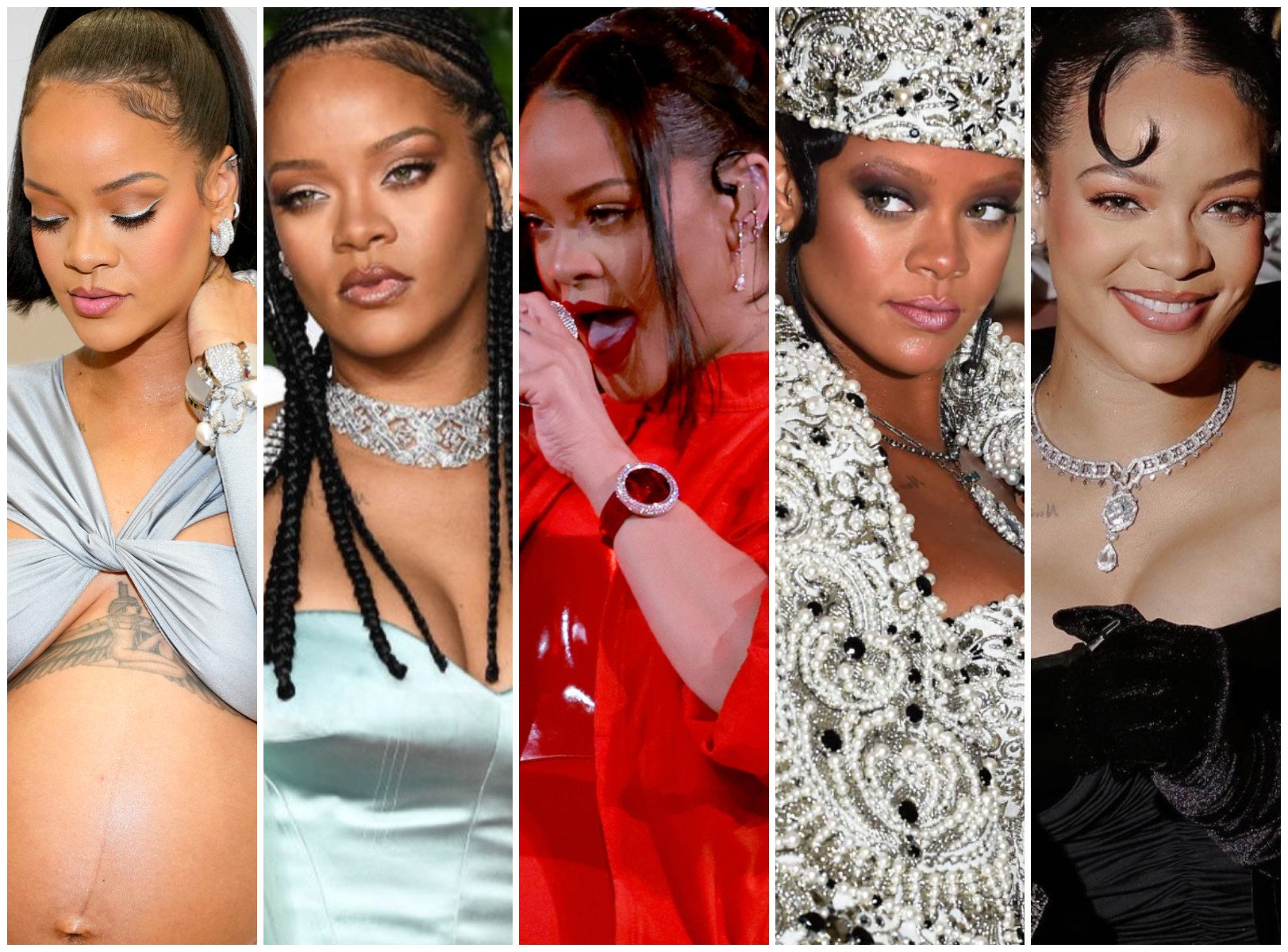 Rihanna rocks some of the most gorgeous gemstones on the red carpet. Photos: Getty Images; @badgalriri/Instagram; Jacob & Co.; AFP; @fentyxriri/Instagram