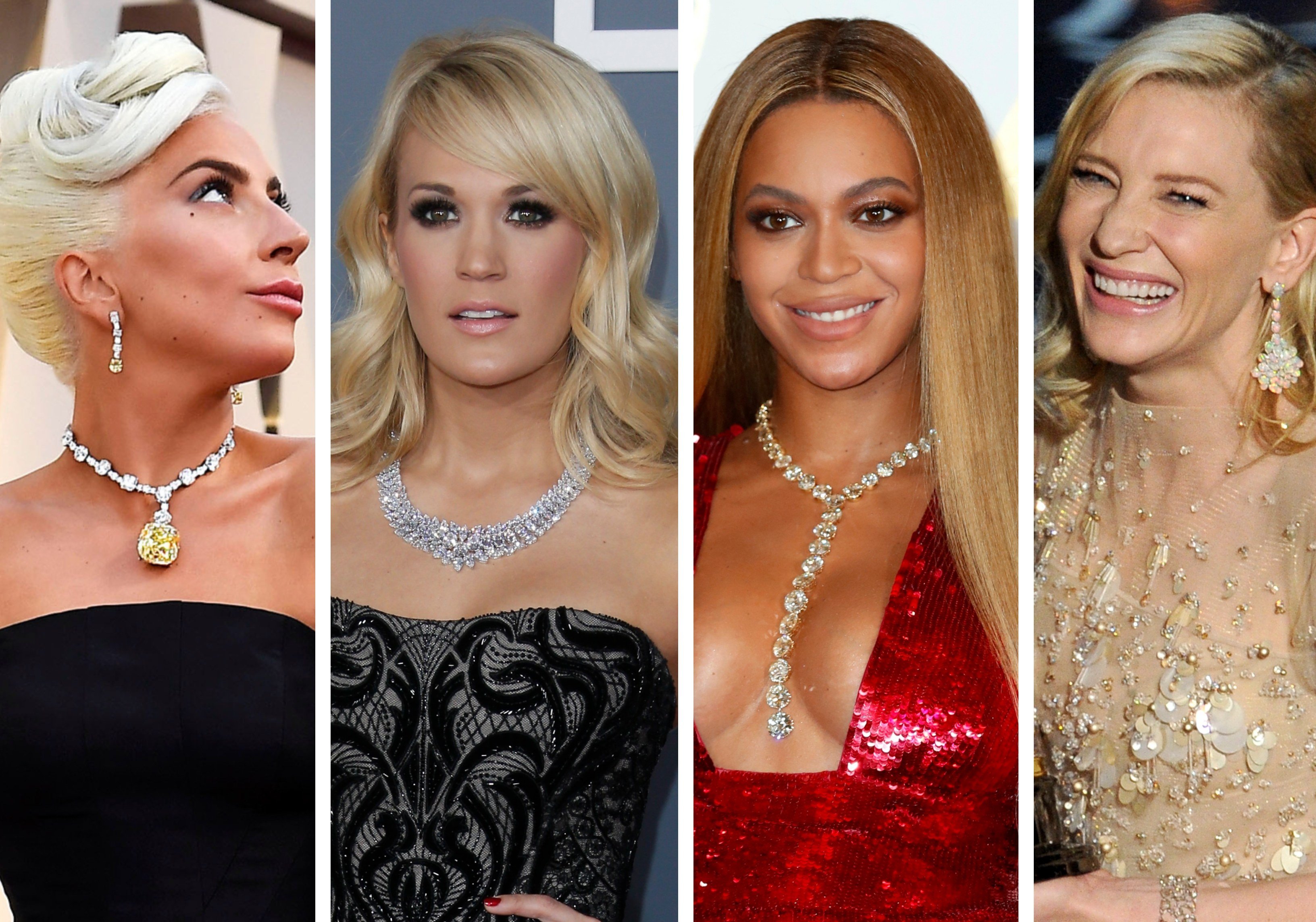 Lady Gaga, Carrie Underwood, Beyoncé and Cate Blanchett have worn some of the most expensive bling on the red carpet ever. Photos: @ladygaga/Instagram,   WireImage, EPA, Getty Images