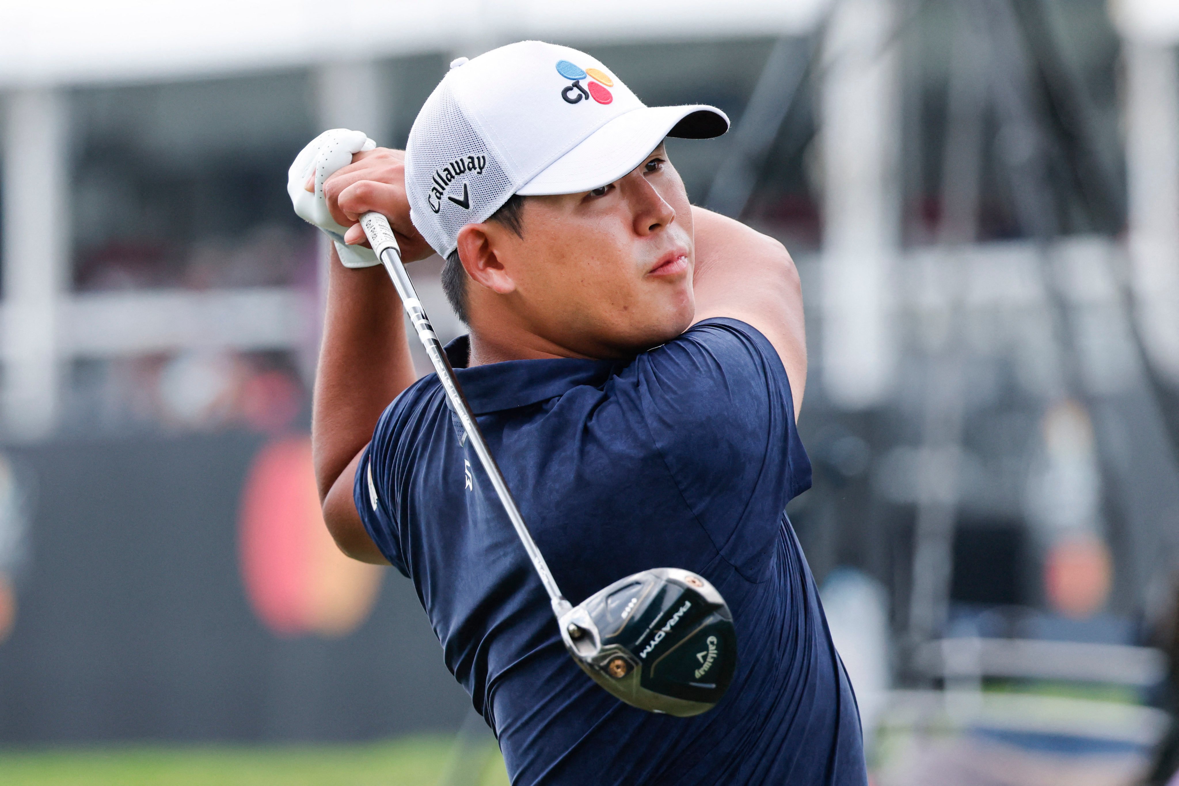 Si Woo Kim hits his drive on the 18th hole during the third round of the Arnold Palmer Invitational golf tournament. Photo: USA TODAY Sports