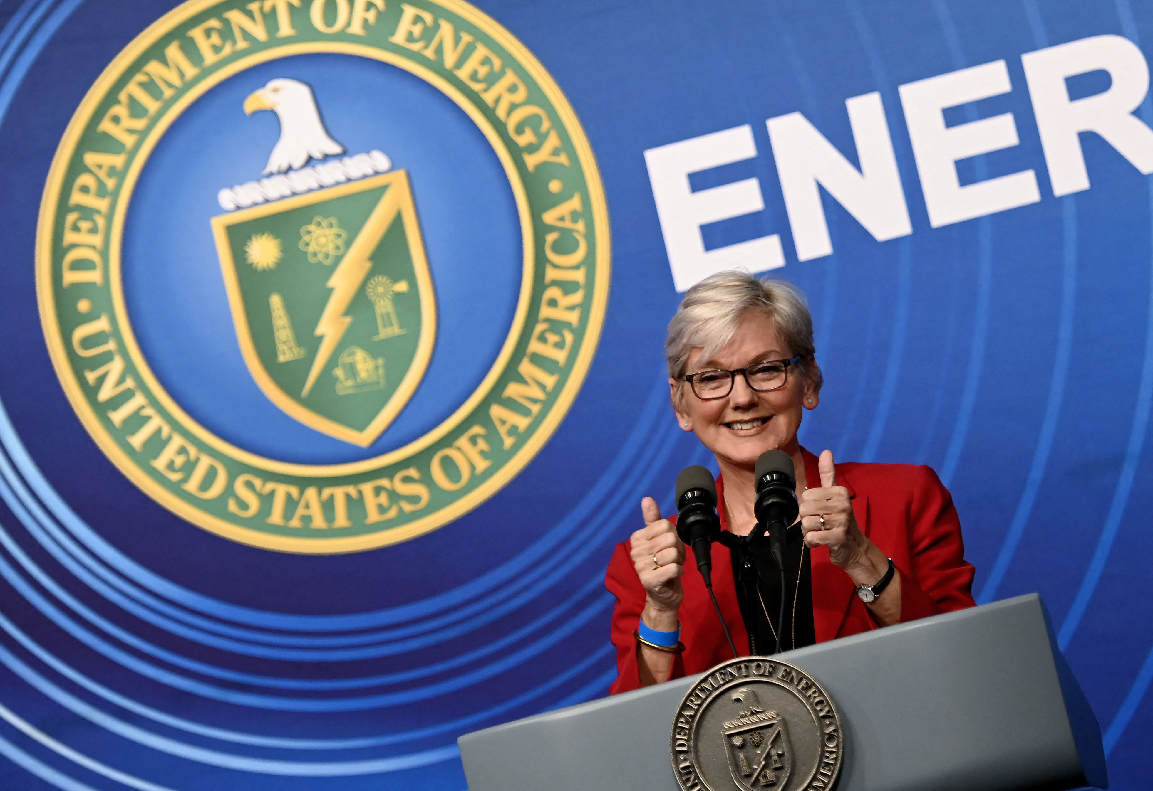 US Energy Secretary Jennifer Granholm announces a major breakthrough in nuclear fusion, a revolutionary alternative power source, in Washington on December 13. Clean energy tech developments are rapidly showing up in enterprise spending and government industrial policies. Photo: AFP