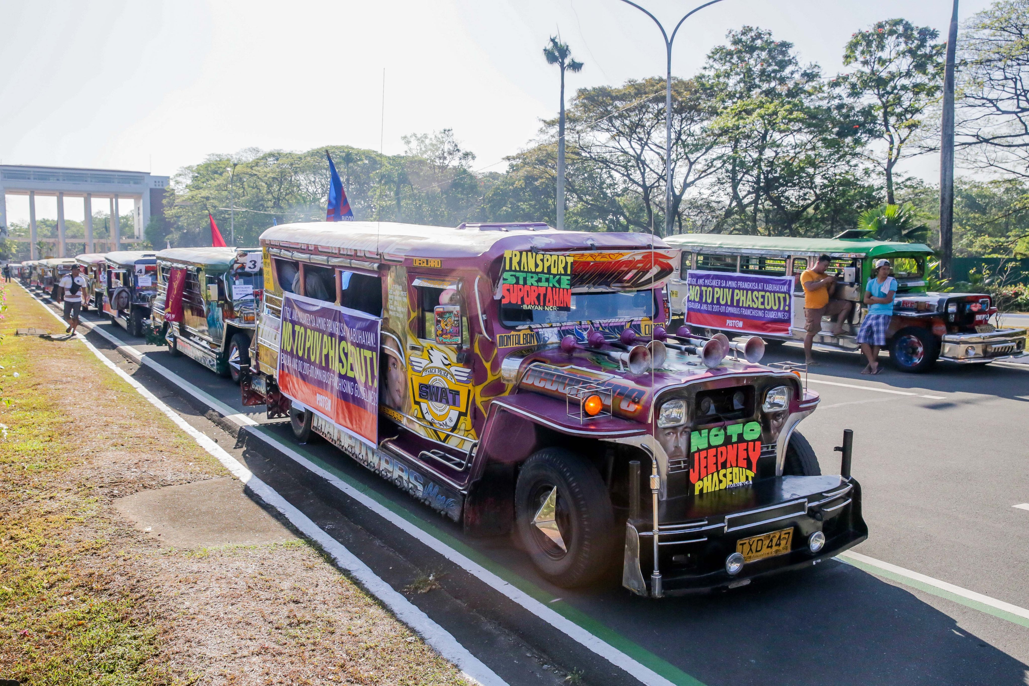 Jeepneys in Quezon City are seen during a nationwide transport strike against the proposed jeepney phase-out. Photo: Xinhua