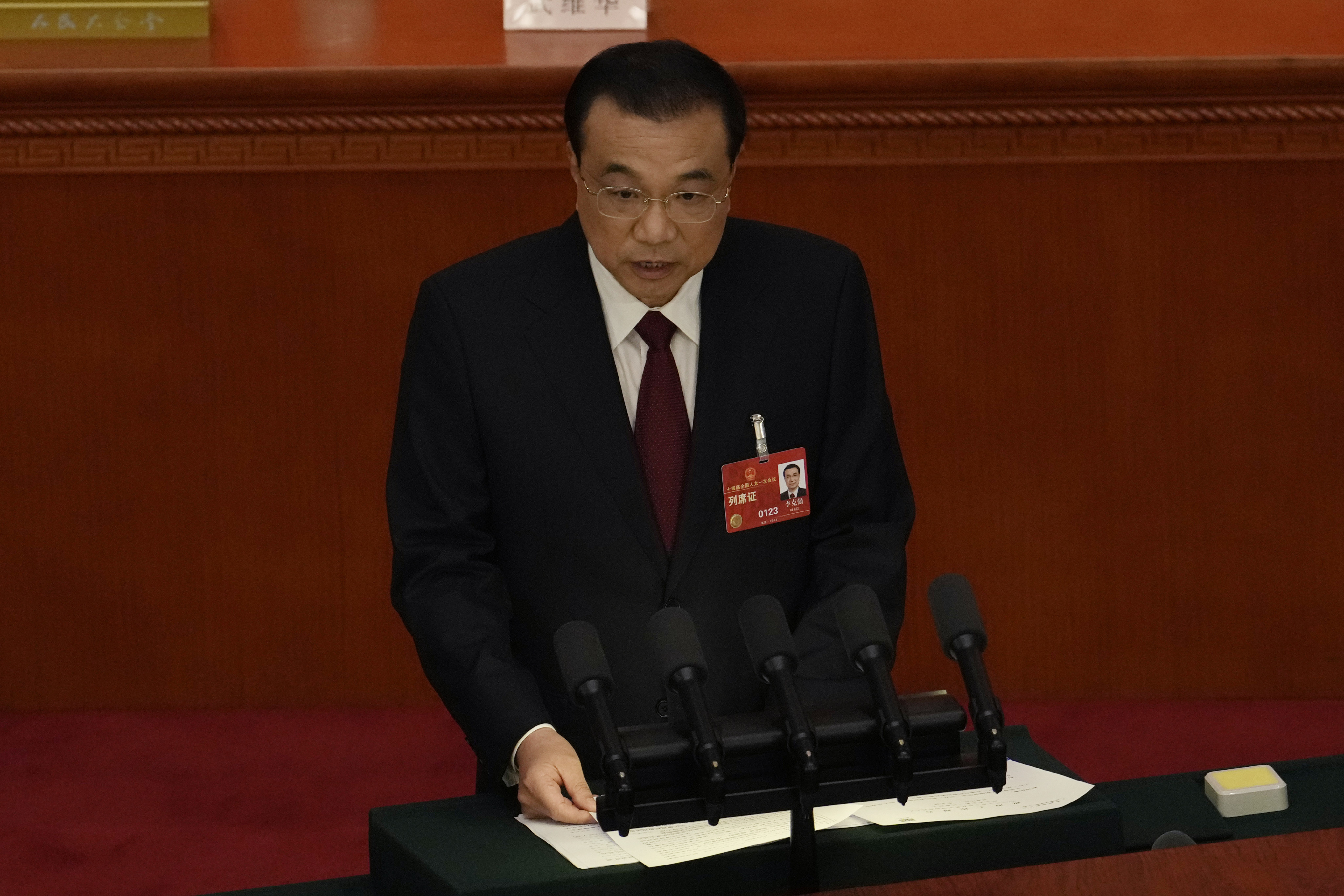 Premier Li Keqiang speaks during the opening session of the National People’s Congress on Sunday, when his final work report cast more light on the risks of local-government-held debt. Photo: AP