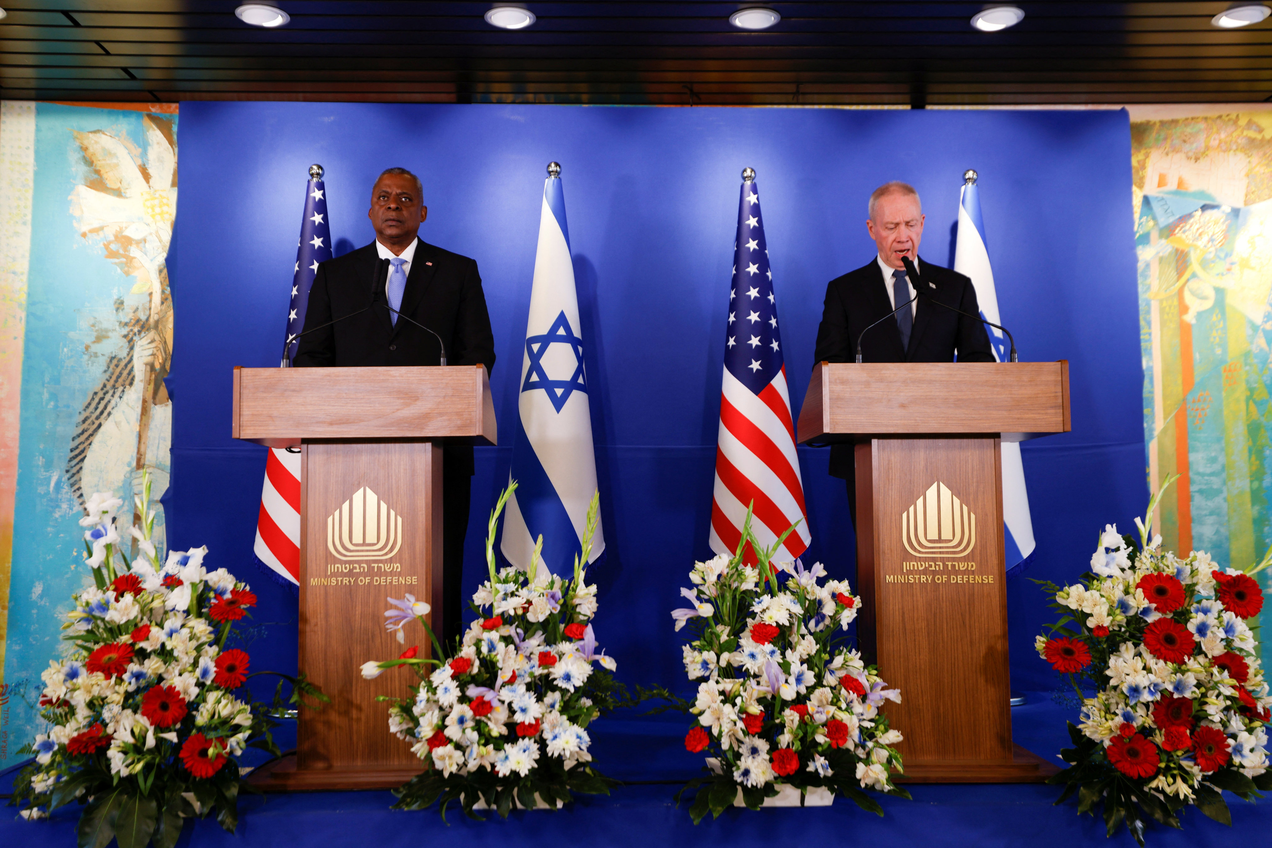 US Secretary of Defence Lloyd Austin meets Israeli Defence Minister Yoav Gallant in Israel. Photo: Reuters