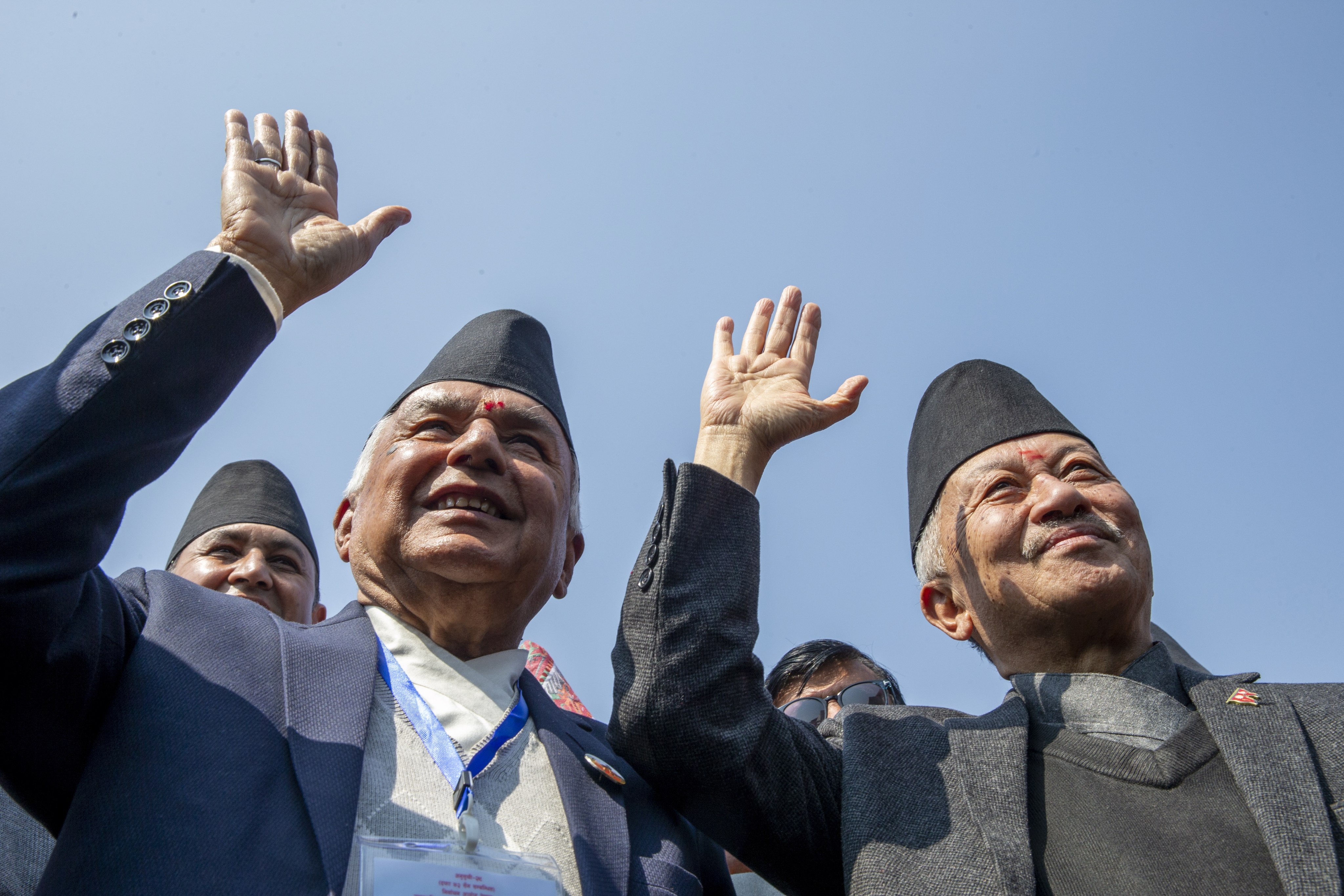 Presidential candidates Ram Chandra Poudel, left, from the Nepali Congress Party and Subas Nembang, leader of the Communist Party of Nepal. Photo: EPA-EFE