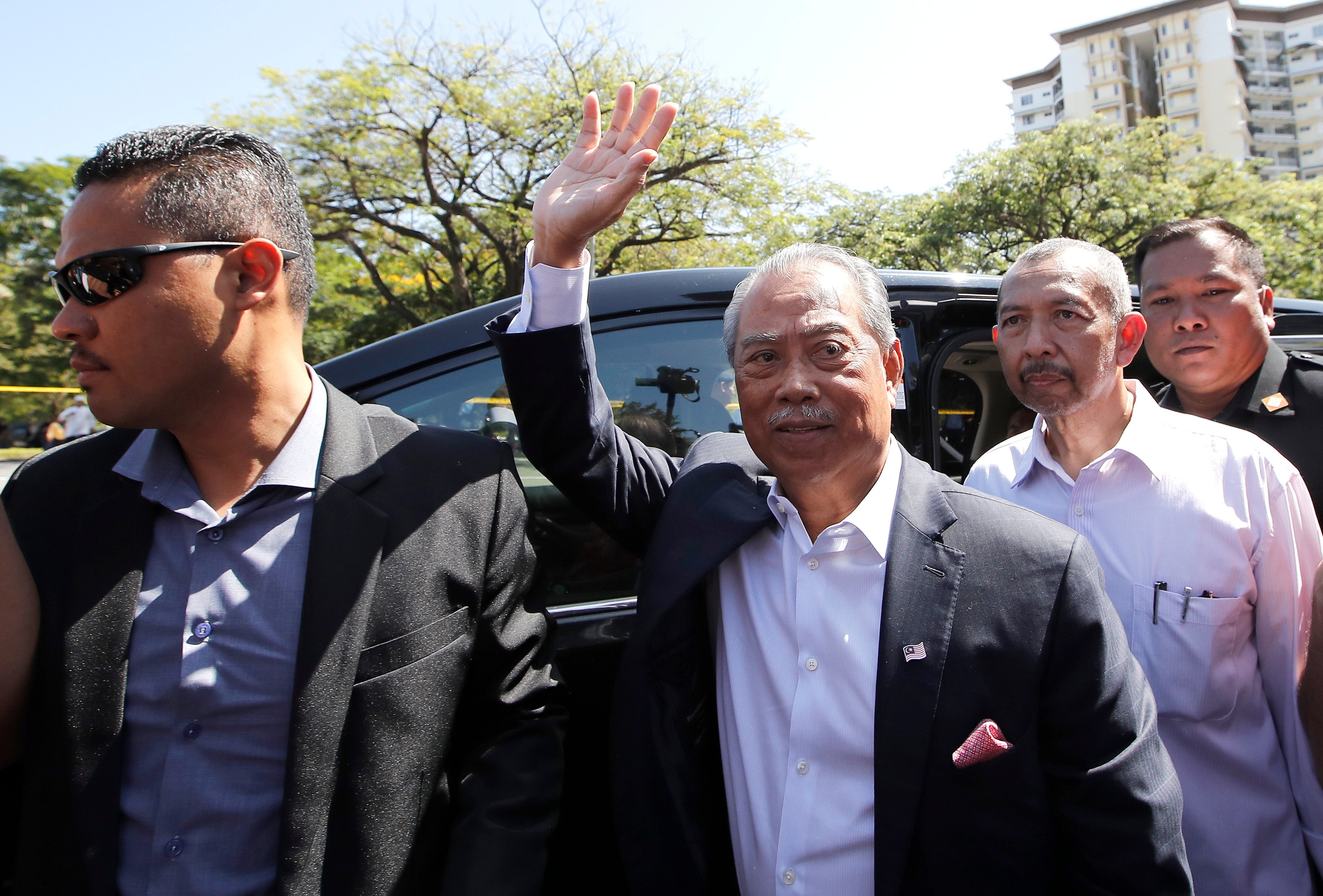 Malaysia’s former Prime Minister Muhyiddin Yassin arrives at the Malaysian Anti-Corruption Commission (MACC) headquarters in Putrajaya, Kuala Lumpur on March 9, 2023. Photo: AP