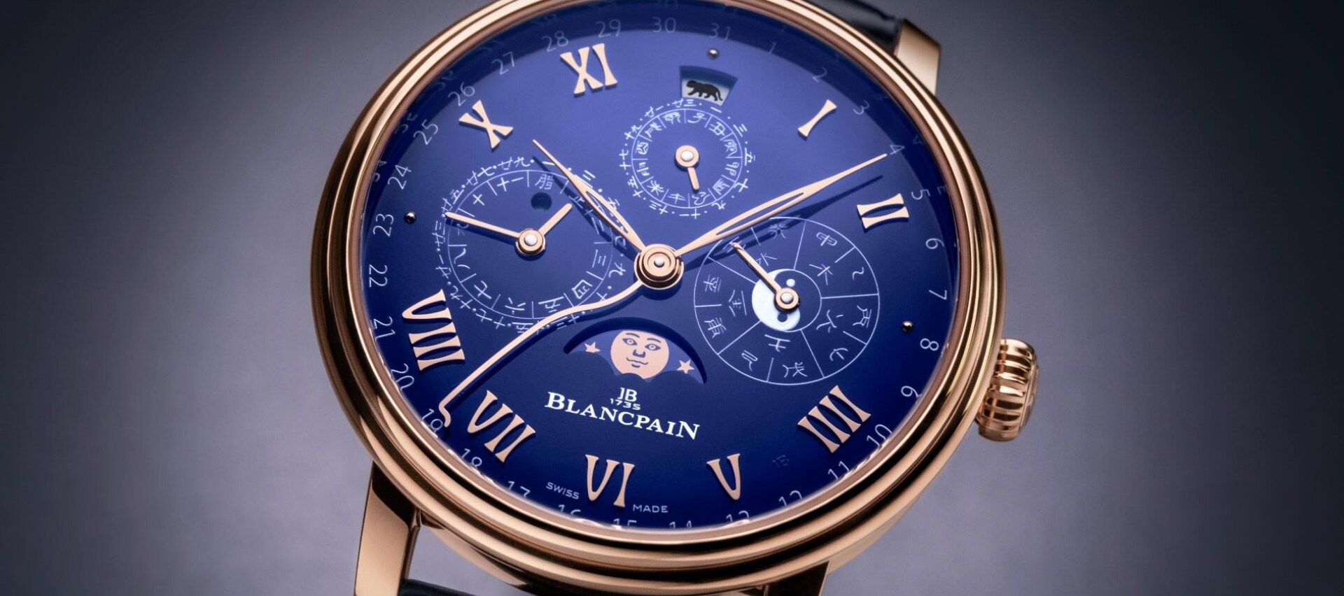 The Blancpain Traditional Chinese Calendar special 2022 Lunar New Year edition features several artful subdials in Chinese characters. Photo: Handout