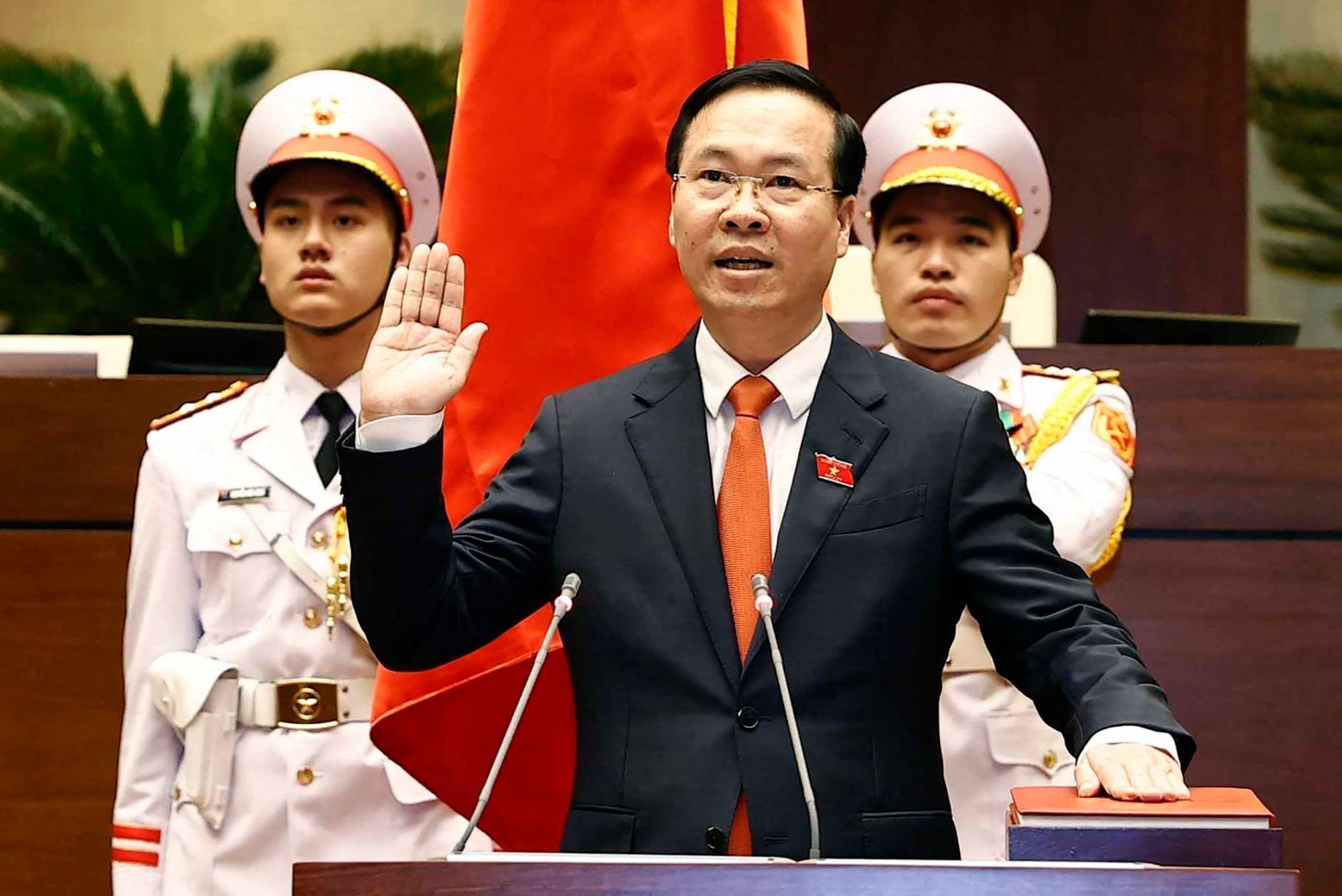 Vietnam’s new President Vo Van Thuong takes his oath of office in Hanoi earlier this month. Photo: AFP
