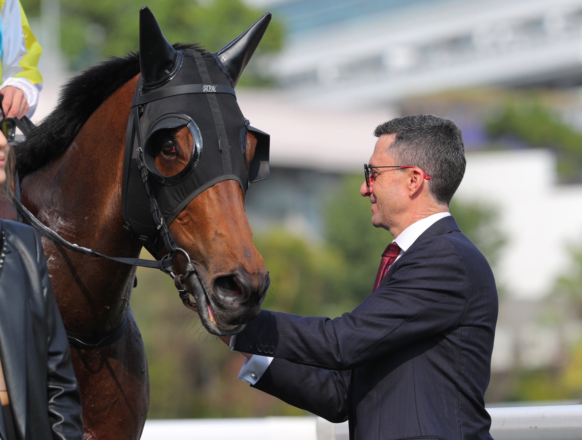 A jubilant Douglas Whyte with Cheval Valiant after his win.