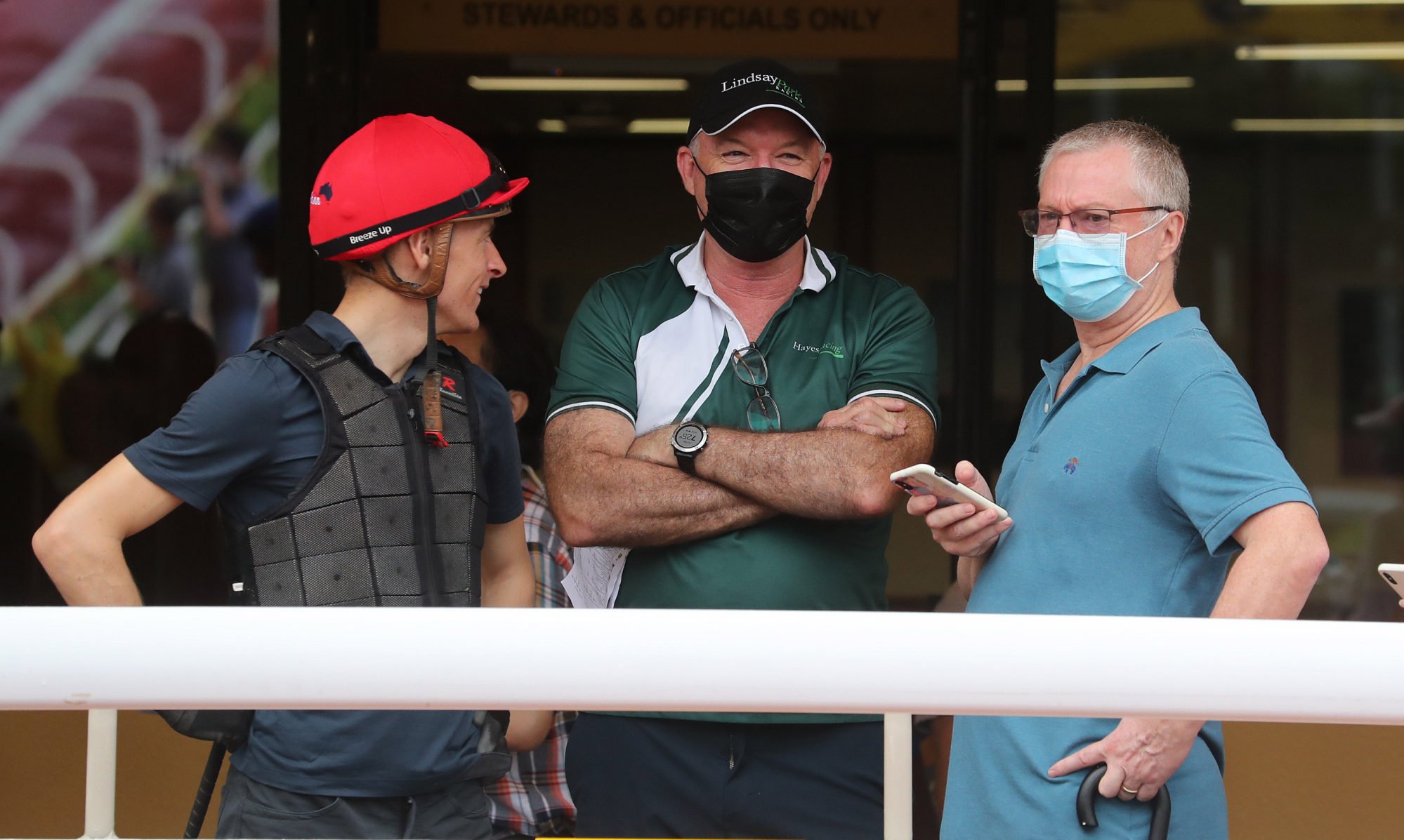 Bloodstock agent David Price (right) with jockey Blake Shinn and trainer David Hayes at Happy Valley.