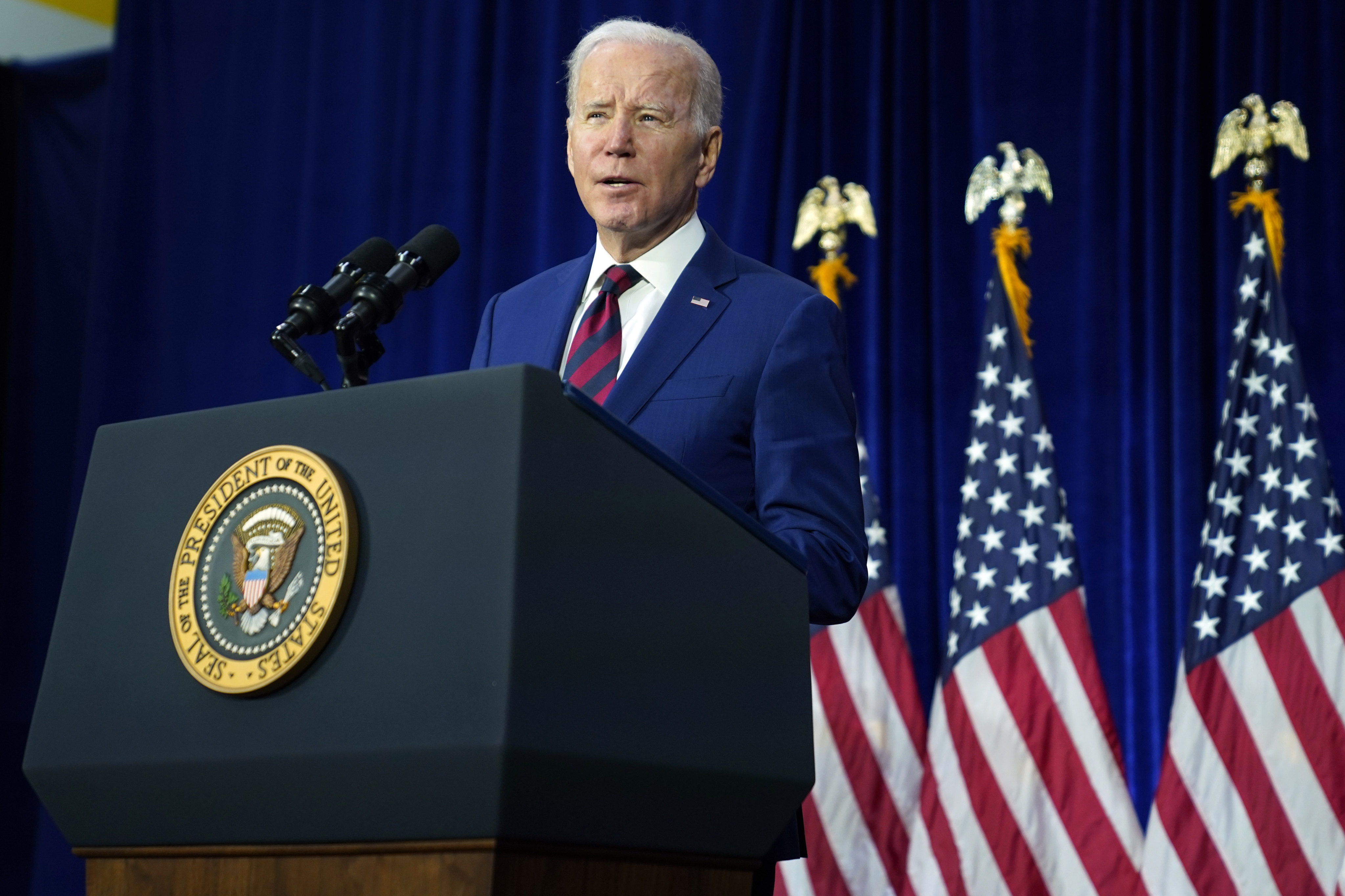 US President Joe Biden speaks on efforts to reduce gun violence on Tuesday in Monterey Park, California. Photo: AP