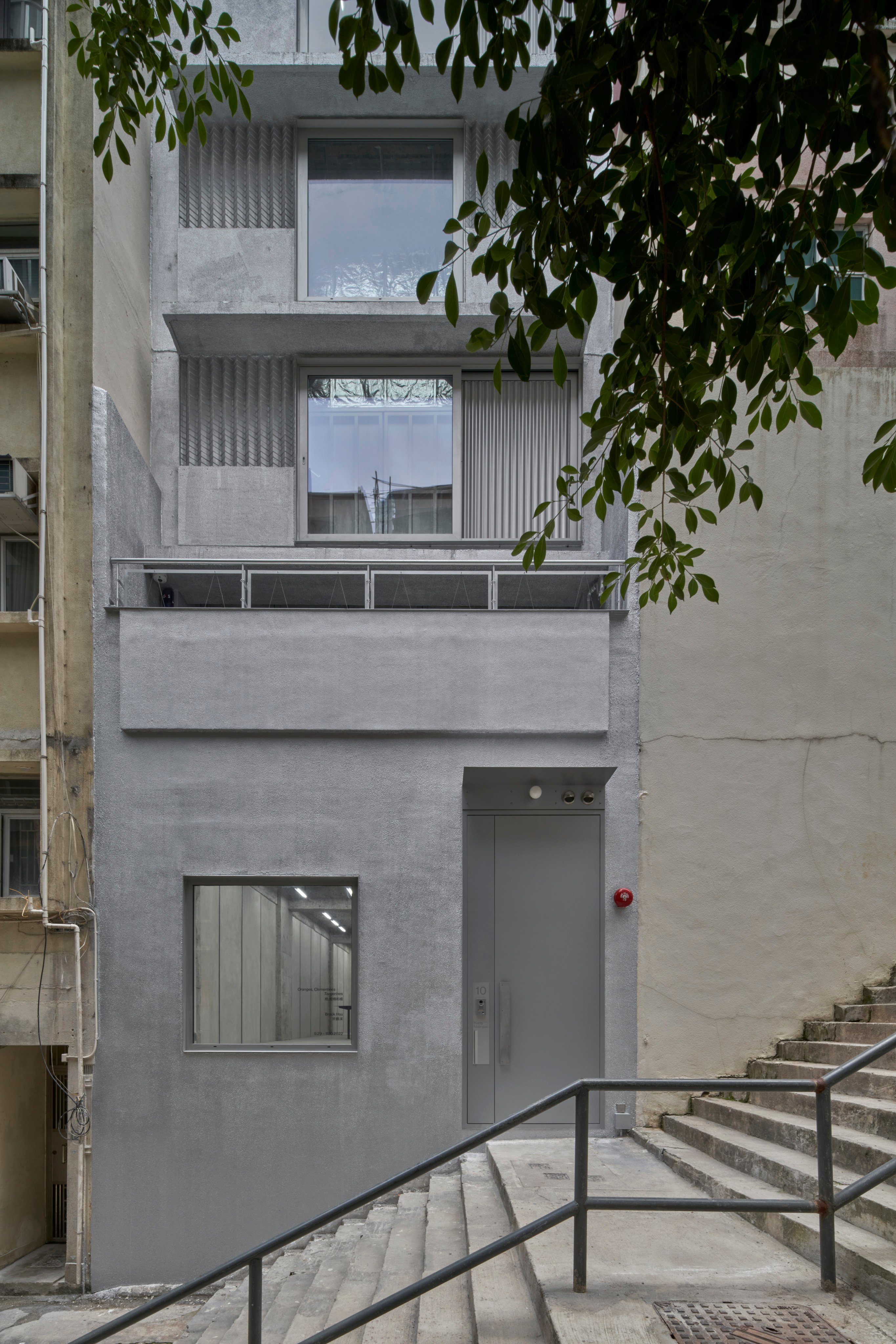 The silver facade of Kiang Malingue Gallery in Sik On Street, Wan Chai, Hong Kong. Architects turned a slim, six-storey 1960s tenement building into a stripped-back four-storey exhibition space. Photo: Xu Liang Leon