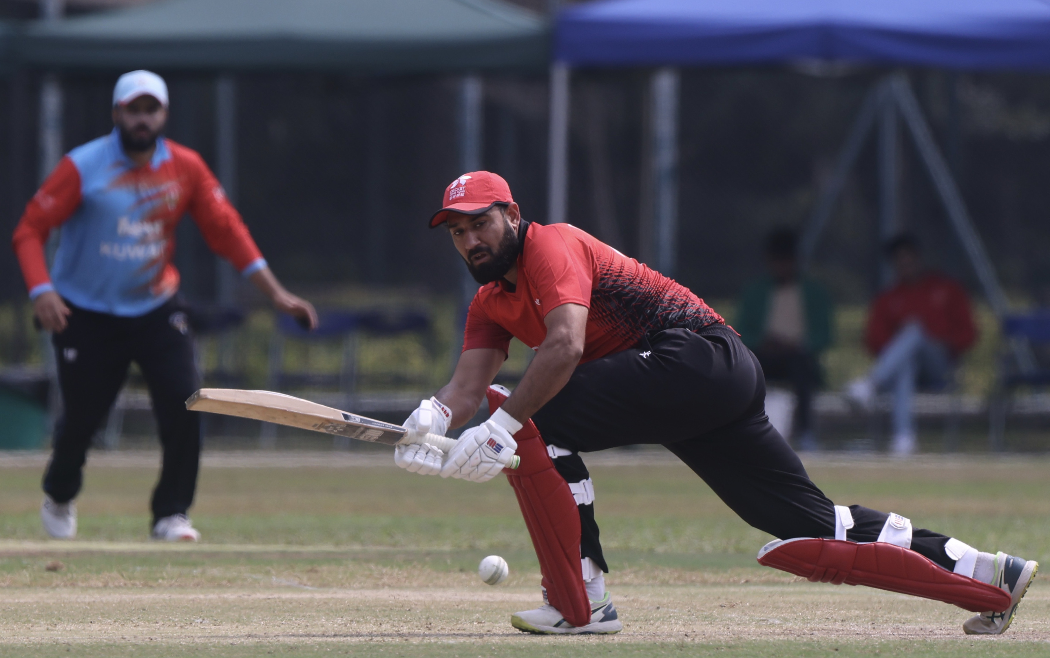 Hong Kong’s Babar Hayat plays the ball away to midwicket during his side’s game against Kuwait. Photo: Jonathan Wong