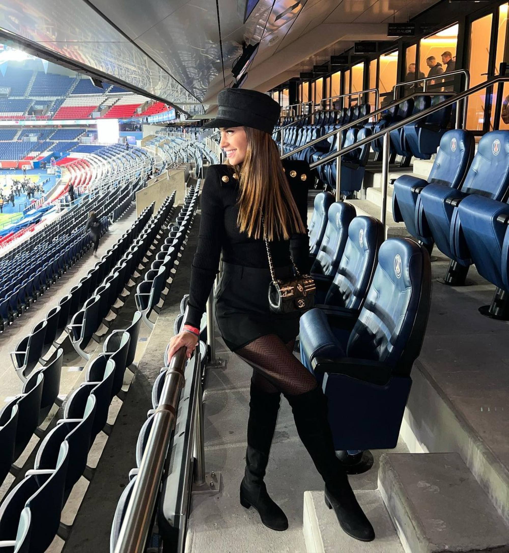 Antonela Roccuzzo at Parc Des Princes’ football stadium in France in February 2022. Photo: @antonelaroccuzzo/Instagram