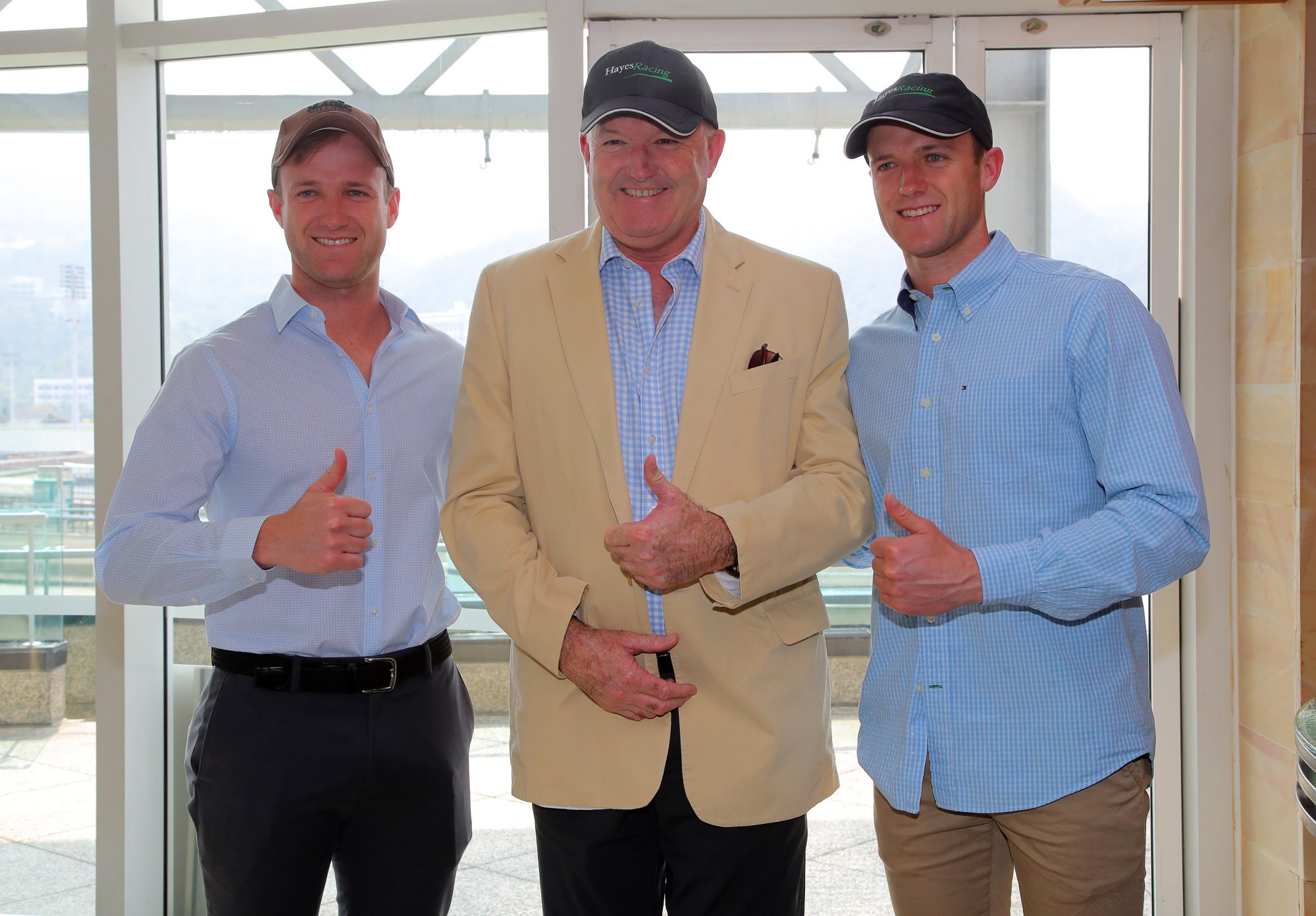 JD Hayes (left), David Hayes (centre) and Will Hayes (right) at this year’s BMW Hong Kong Derby selections announcement. Photo: Kenneth Chan
