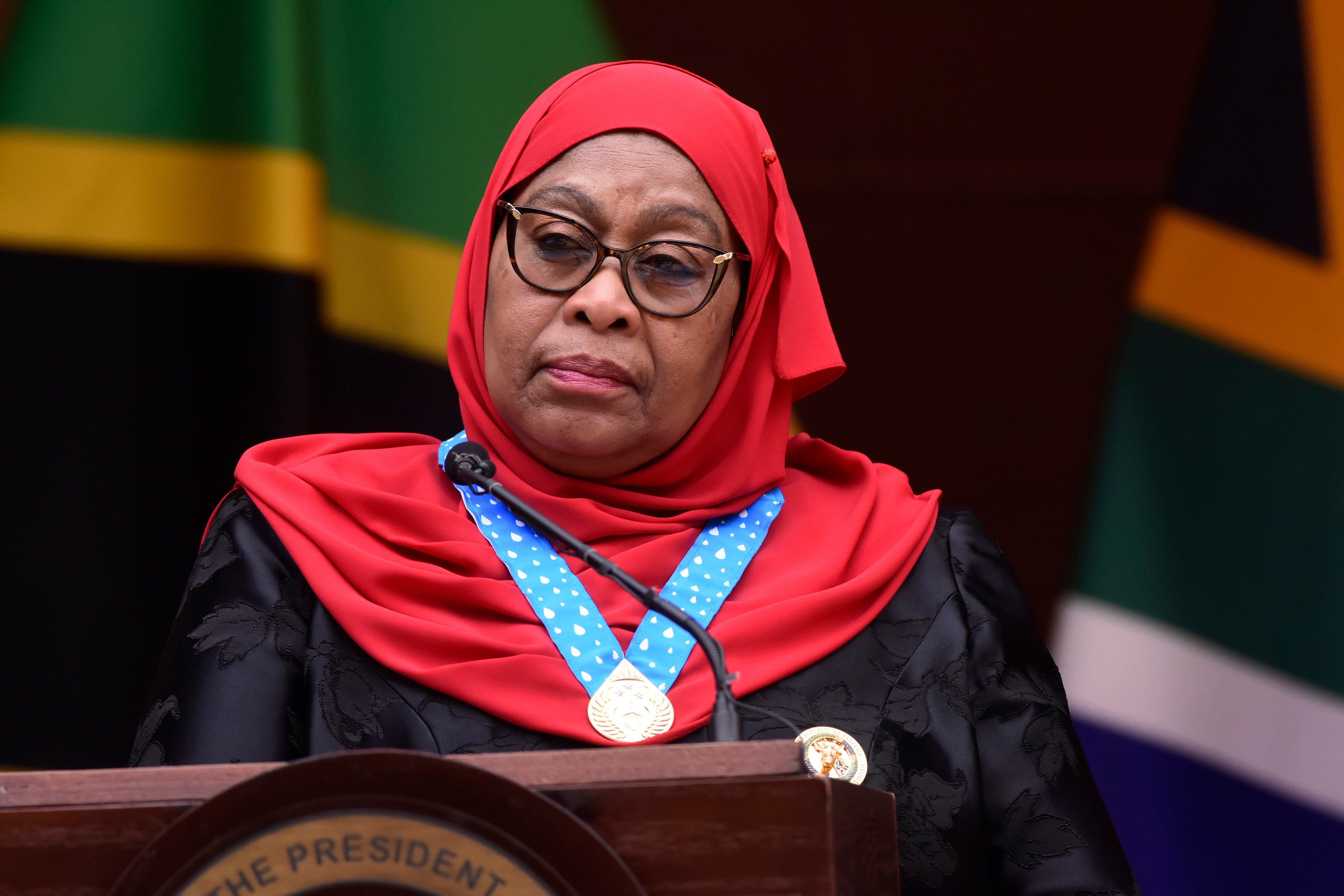 Tanzanian President Samia Suluhu Hassan in Pretoria, South Africa on Thursday. Photo: AP