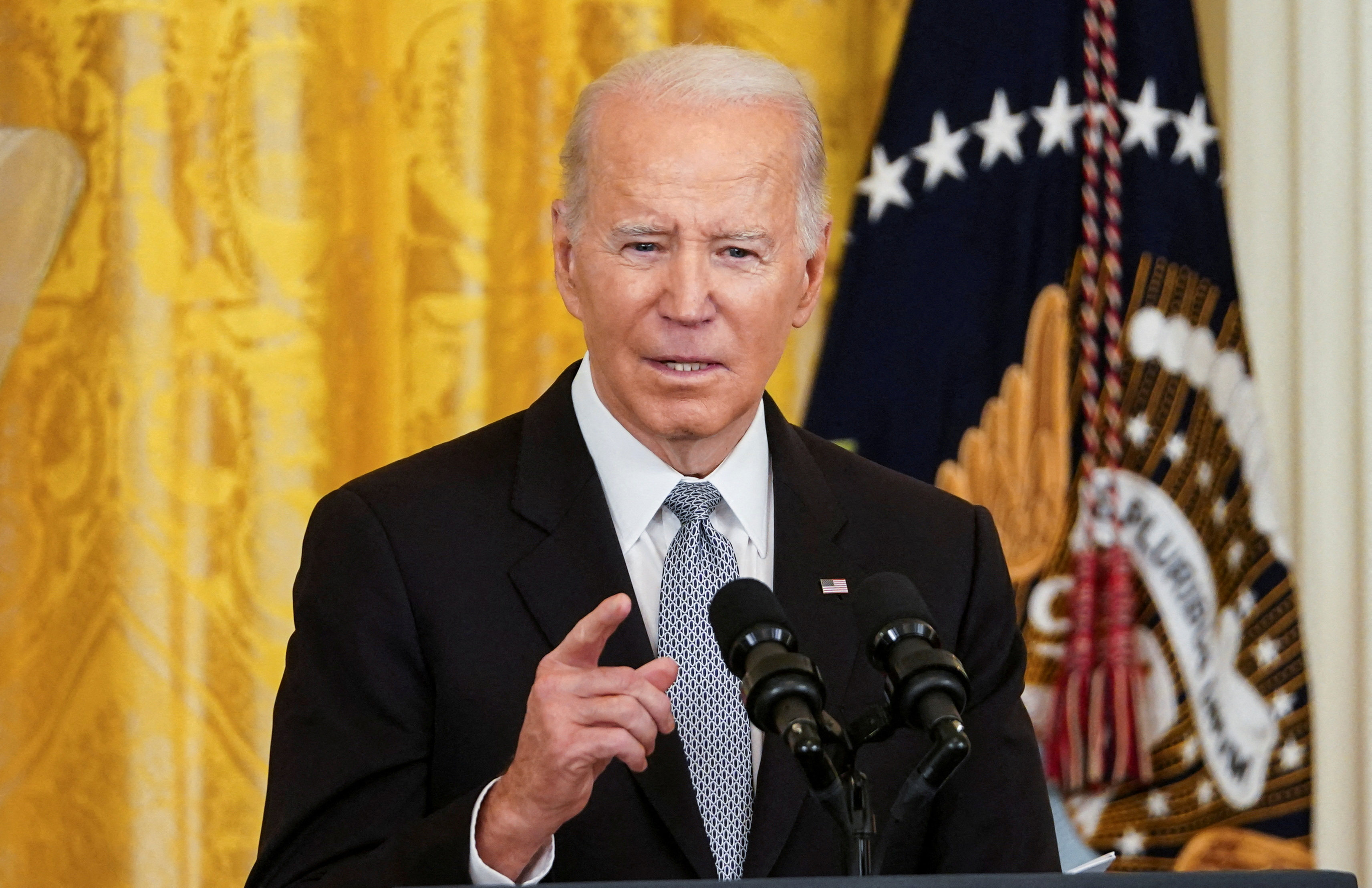 US President Joe Biden speaks at an event at the White House on Monday. Photo: Reuters