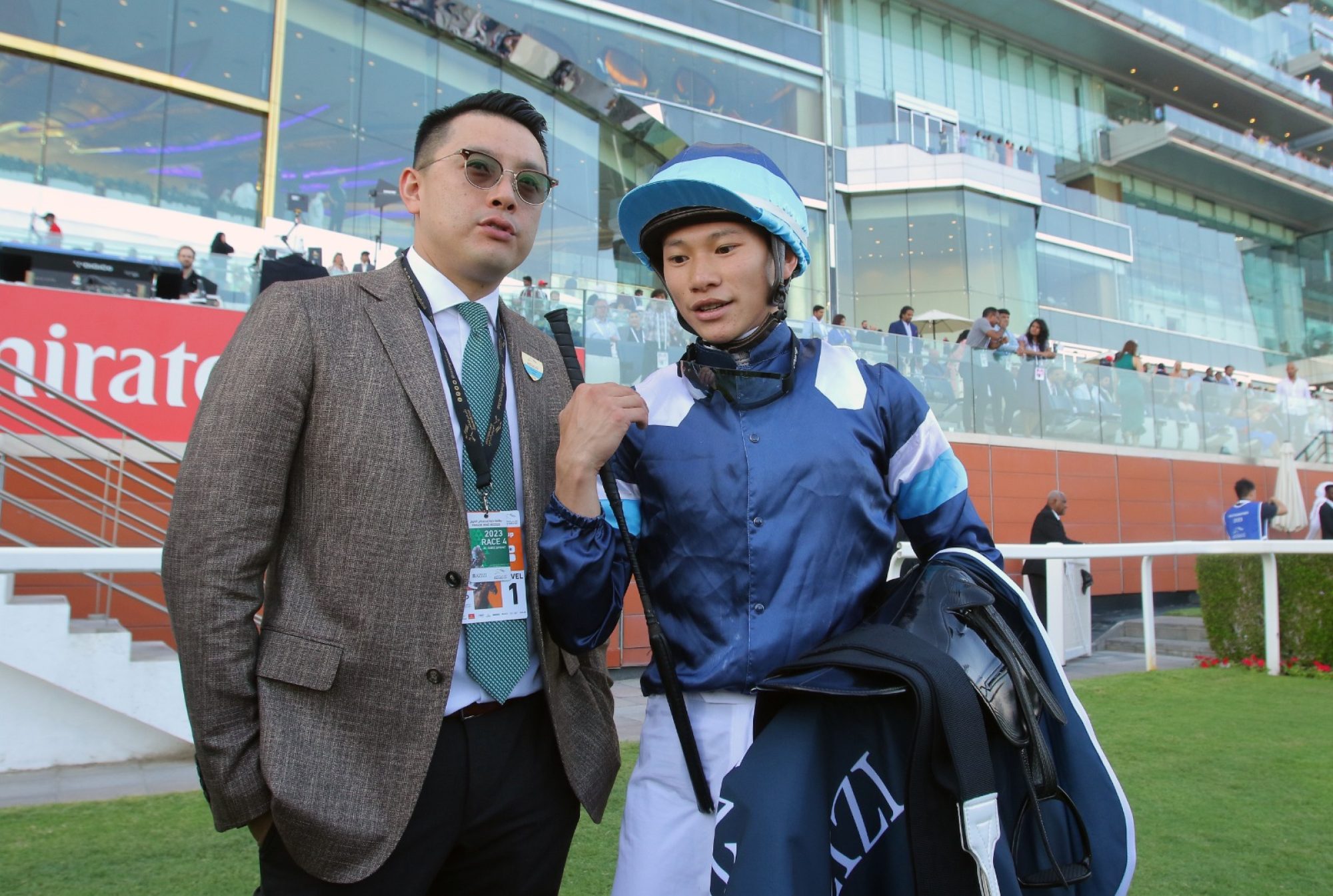 Trainer Pierre Ng and jockey Jerry Chau discuss Duke Wai’s fifth in the Al Quoz Sprint.
