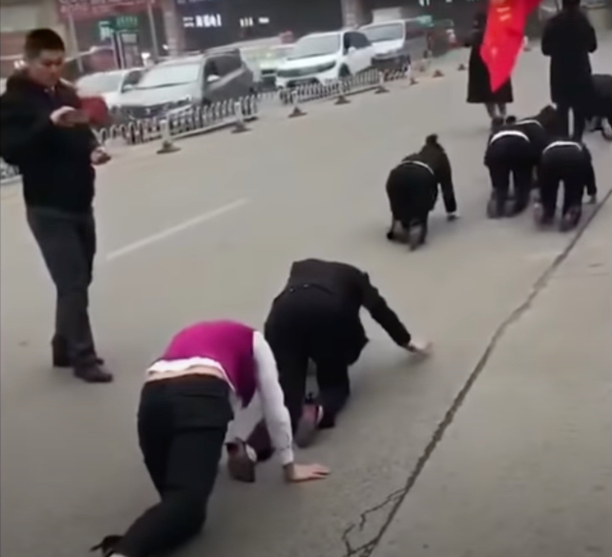 Bizarre corporate rituals to promote discipline and motivation are not unusual in China. Photo: handout