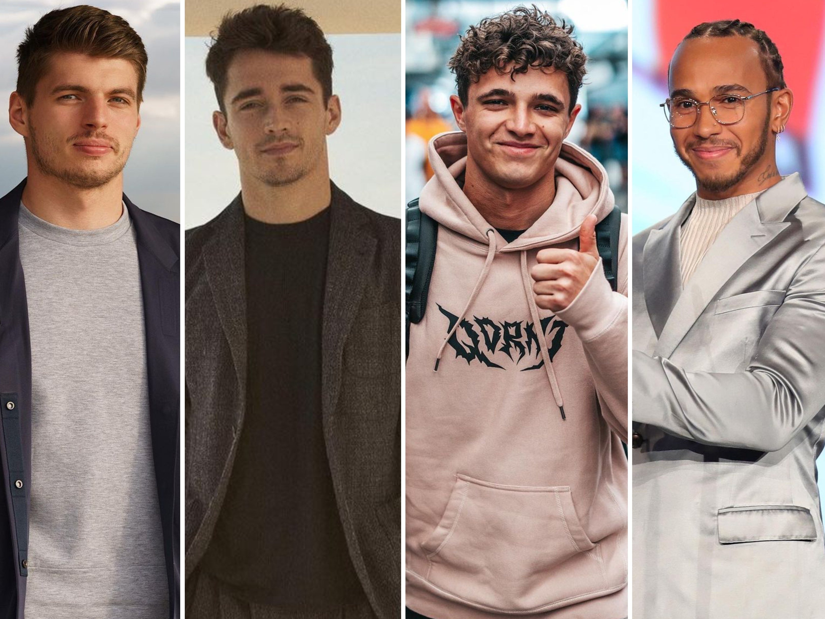 F1’s biggest earners on Instagram include, from left, world champion Max Verstappen, Charles Leclerc, Lando Norris and Lewis Hamilton. Photos: @charles_leclerc, @maxverstappen1, @landonorris, @lewishamilton/Instagram