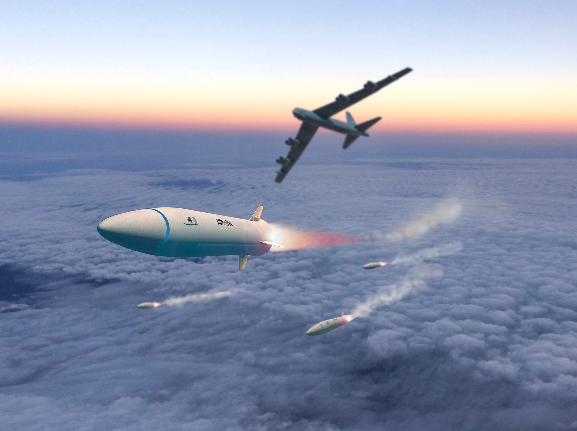 Lockheed Martin’s hypersonic Air-launched Rapid Response Weapon (ARRW) is designed to fly up to eight times the speed of sound and approximately 1,600km after being released from a B-52 bomber. Photo: Lockheed Martin
