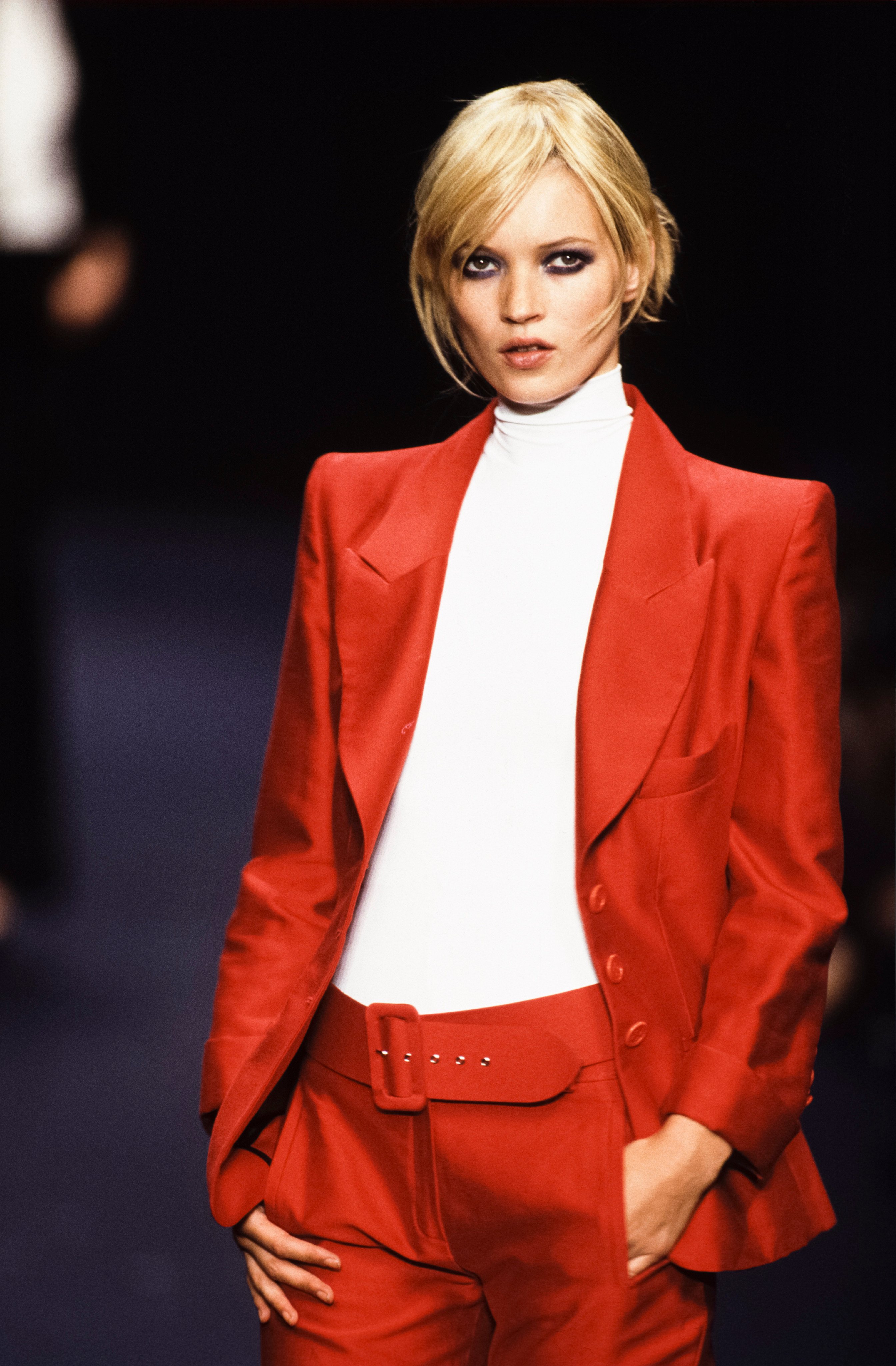 Kate Moss walks the runway in smudged eye make-up and a look from Sonia Rykiel’s spring/summer 1996 collection. The “anti-pretty” make-up look of the era is making a comeback. Photo: Getty Images