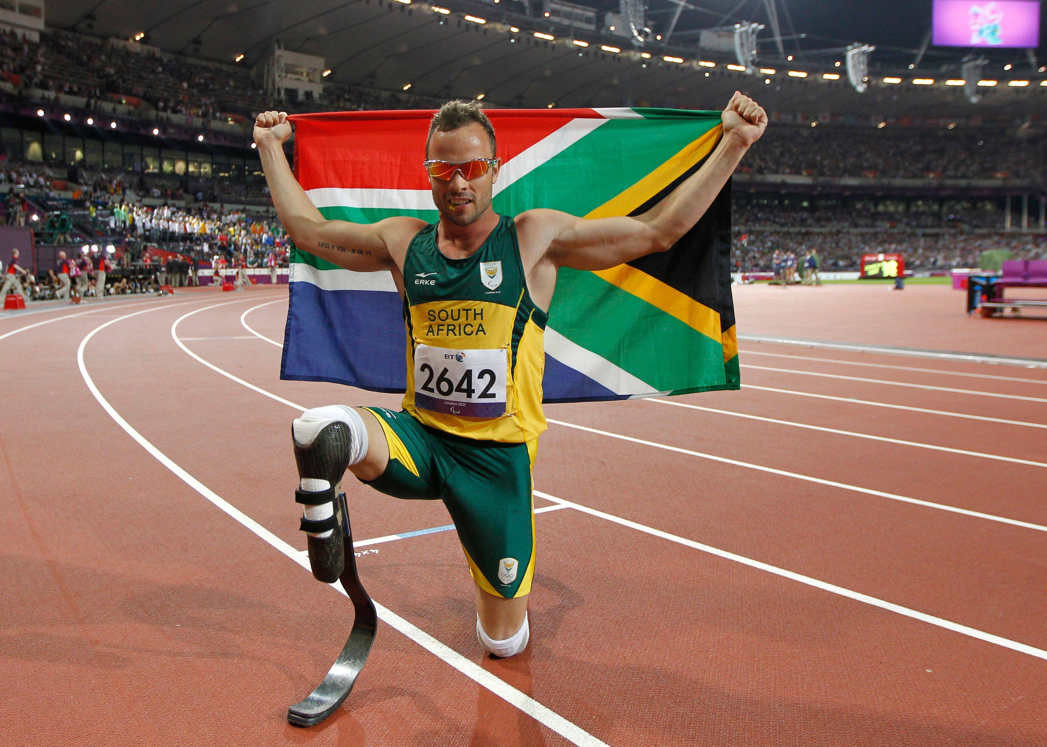 South Africa’s Oscar Pistorius pictured after winning gold in the 2012 Paralympic Games. Photo: AFP