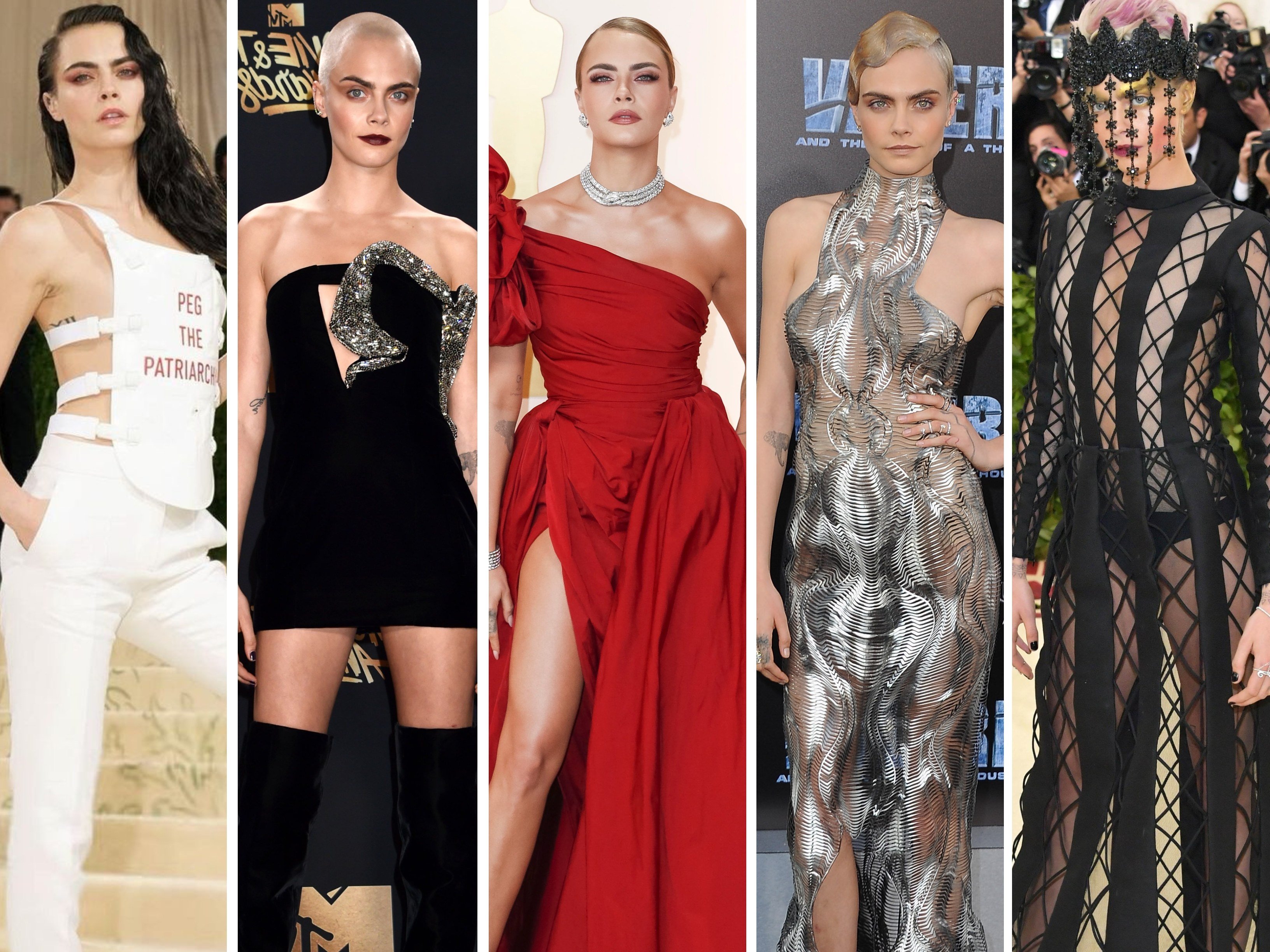 British model and actress Cara Delevingne is known for donning daring looks. Photos: Getty Images, EPA, @marielhaenn/Instagram, AFP