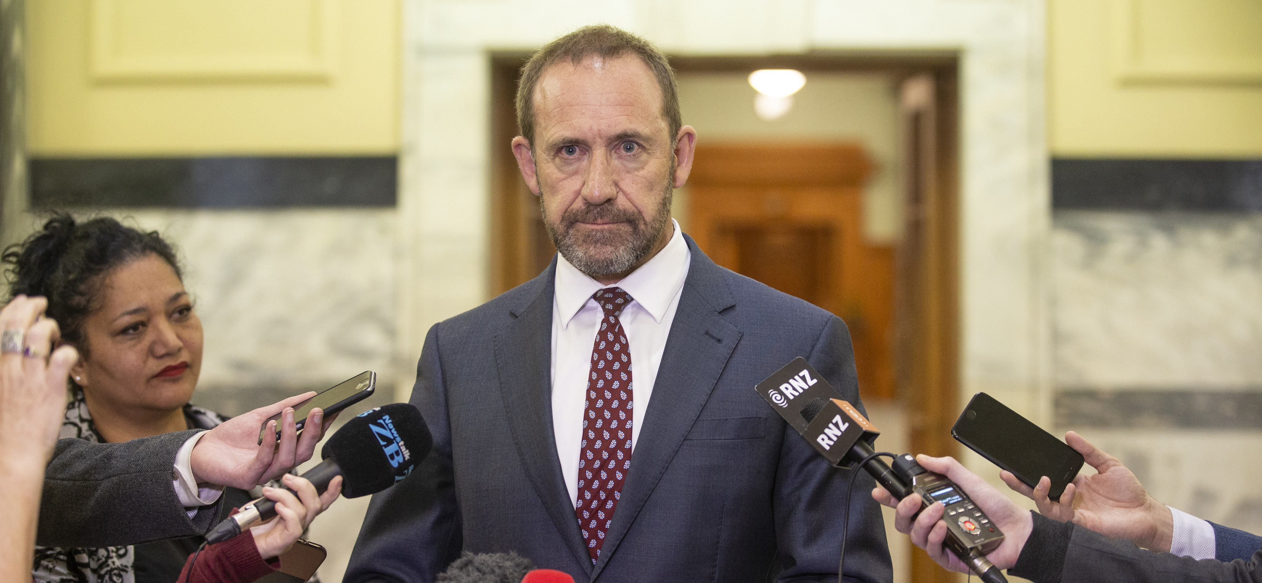 Defence Minister Andrew Little at a parliament press conference on June 1, 2018, when he served as the justice minister. Photo: New Zealand Herald