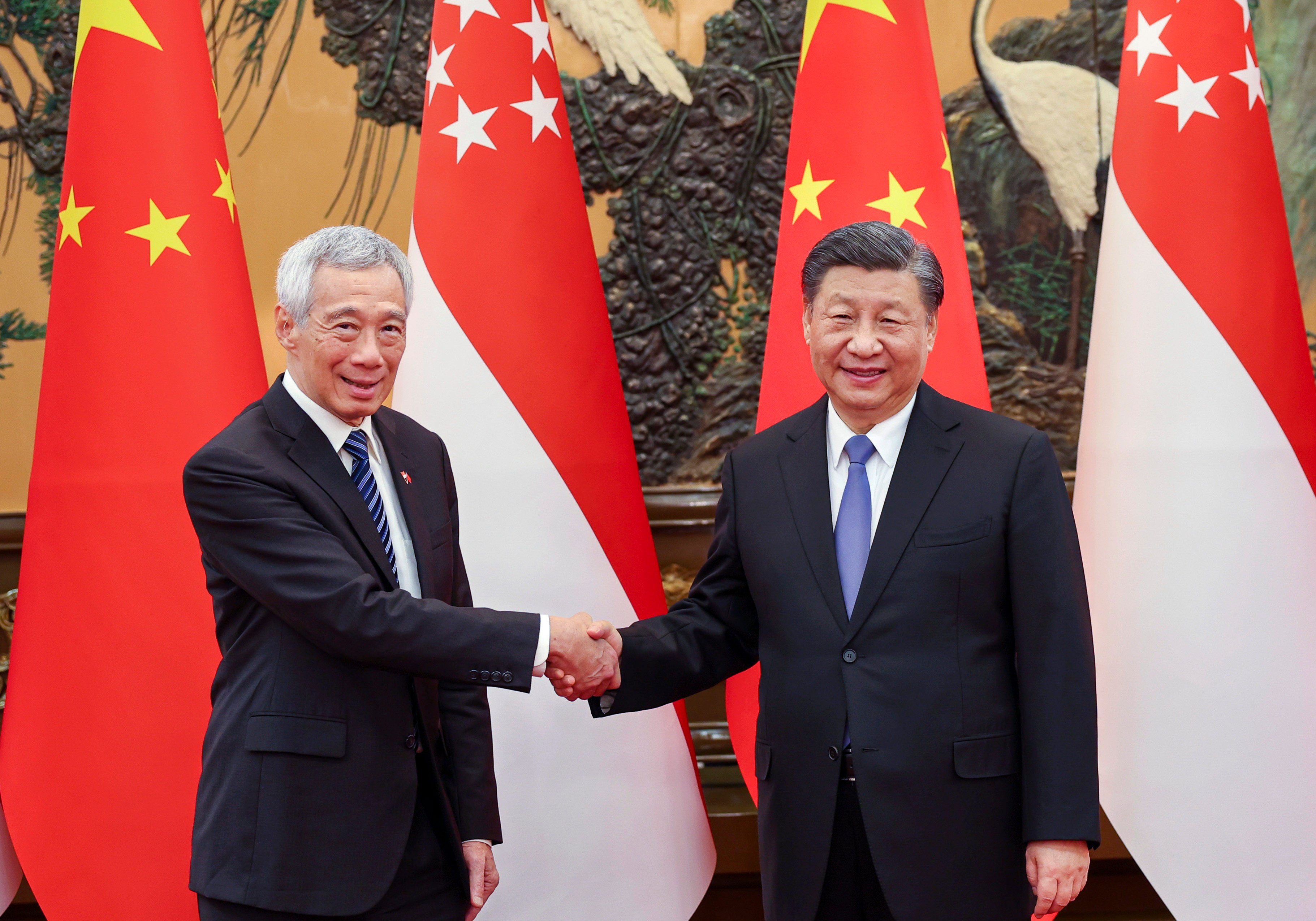 Chinese President Xi Jinping meets Singaporean Prime Minister Lee Hsien Loong in Beijing on Friday. Photo: Xinhua