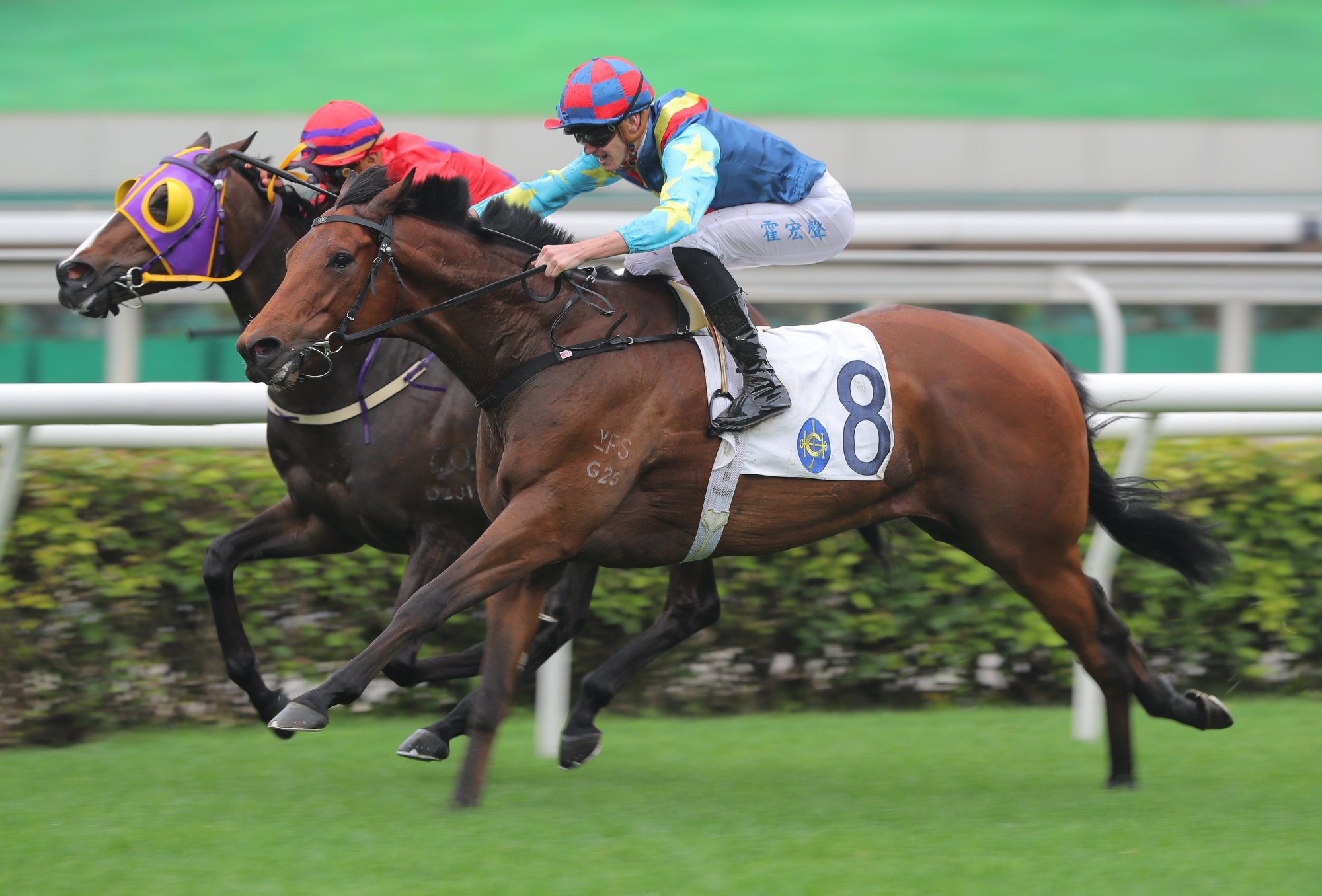 The Good Deal salutes under Luke Ferraris at Sha Tin on Sunday.