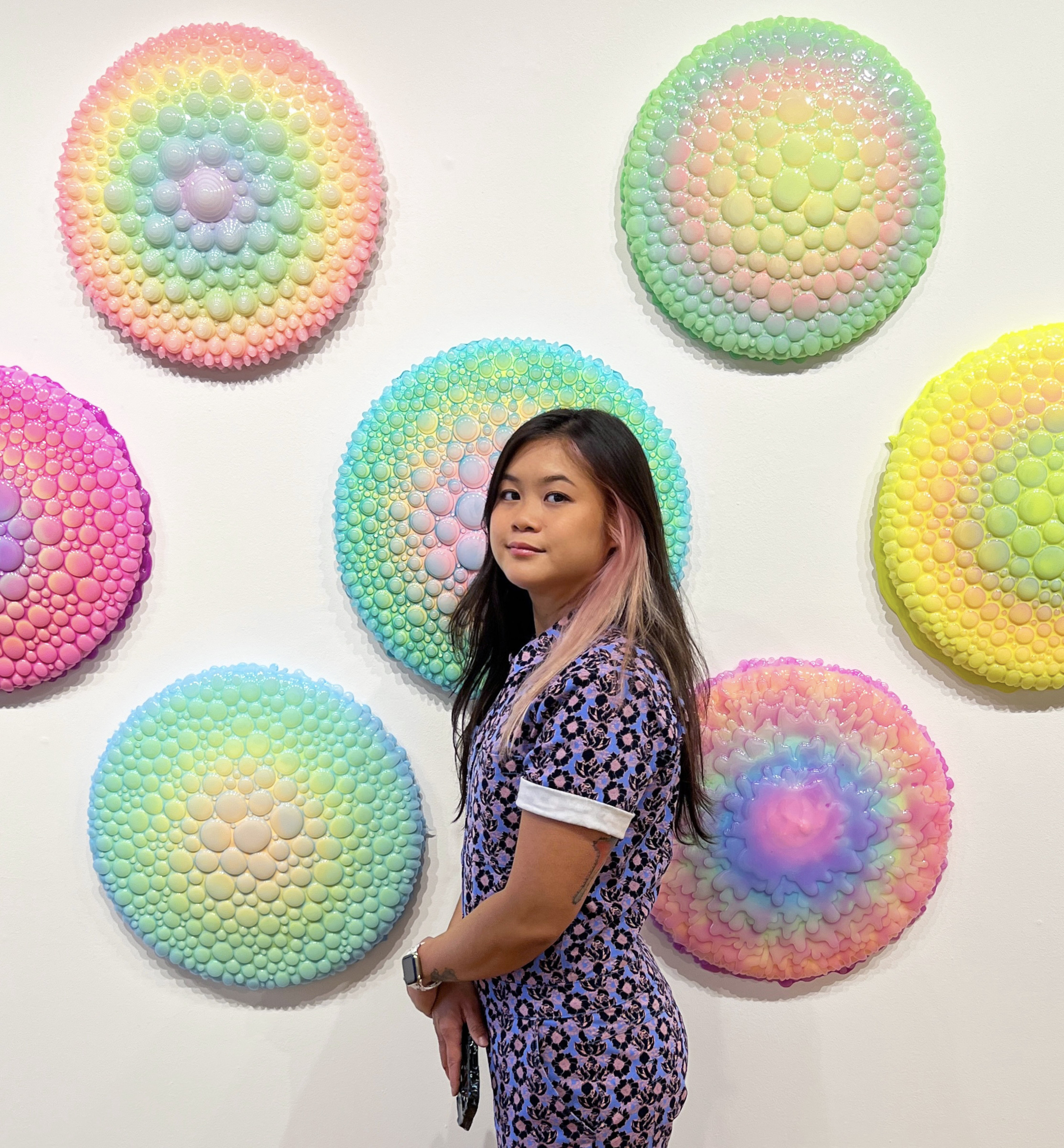Vietnamese-American artist Dan Lam with some of her trippy sculptures that have helped her become an Instagram sensation. Photo: Tyler Baimbridge