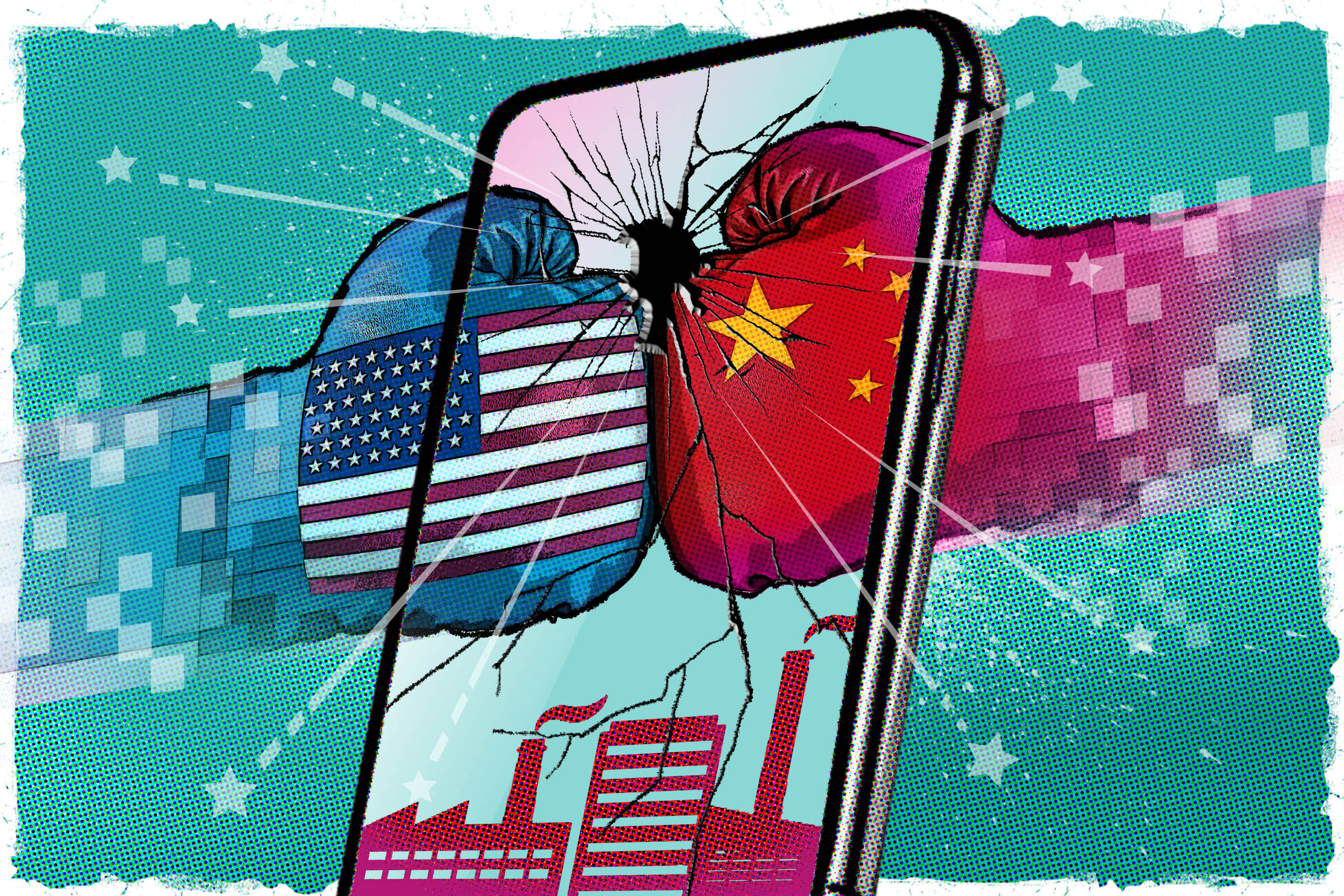 China’s mobile phone industry is caught in the middle of a tech war that has seen the US and its allies ban exports of semiconductors used to power advanced smartphones. Illustration: Henry Wong