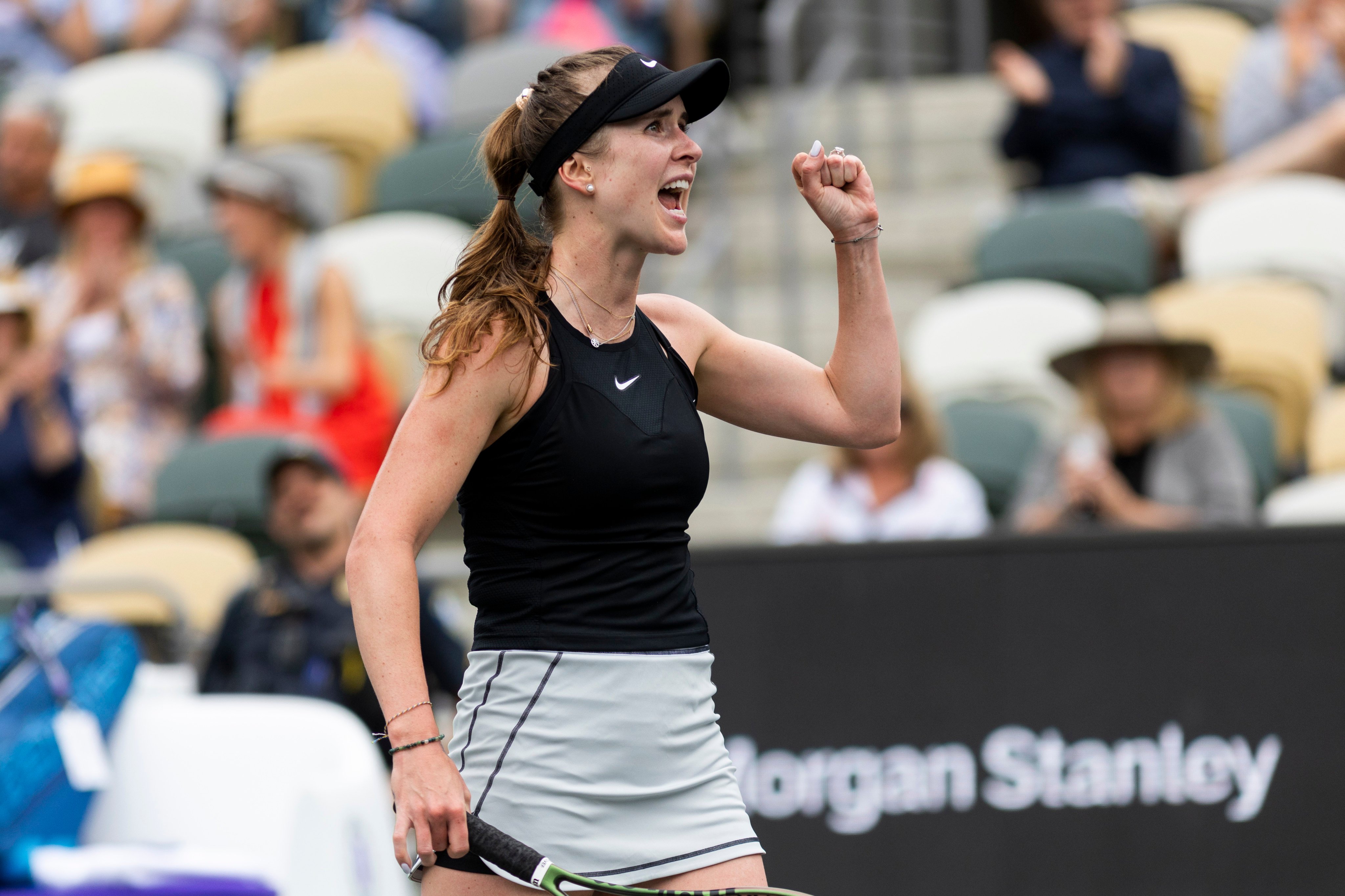 Elina Svitolina plays her first WTA match after more than a year out to have a baby, losing to Yulia Putintseva at the Charleston Open on Monday. Photo: AP
