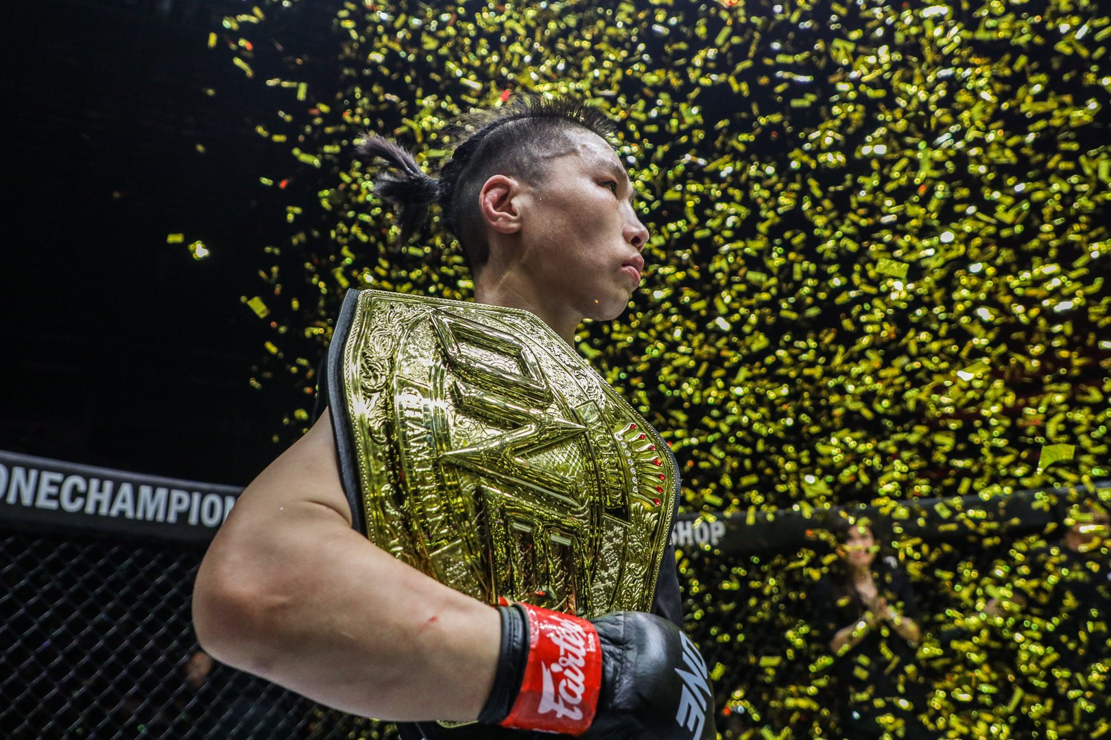 Xiong Jingnan looks on after defending the ONE Championship strawweight title with a decision victory over Angela Lee. Photos: ONE Championship.