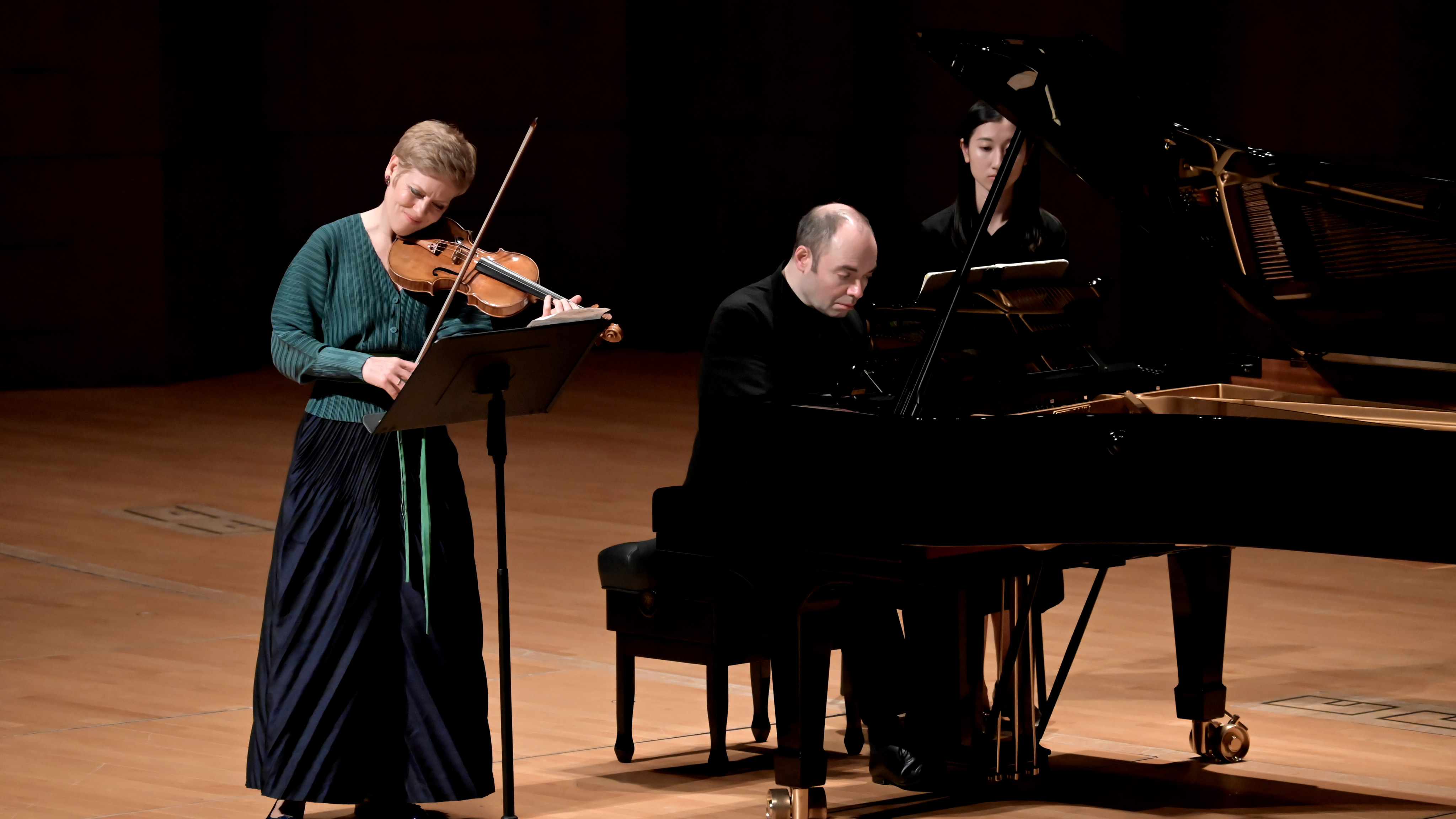 German violinist Isabelle Faust and Russian pianist Alexander Melnikov perform during their cycle of three concerts presenting Beethoven’s 10 sonatas for violin and piano in the Grand Hall of the Lee Shau Kee Lecture Centre at the University of Hong Kong. Photo: HKU Muse