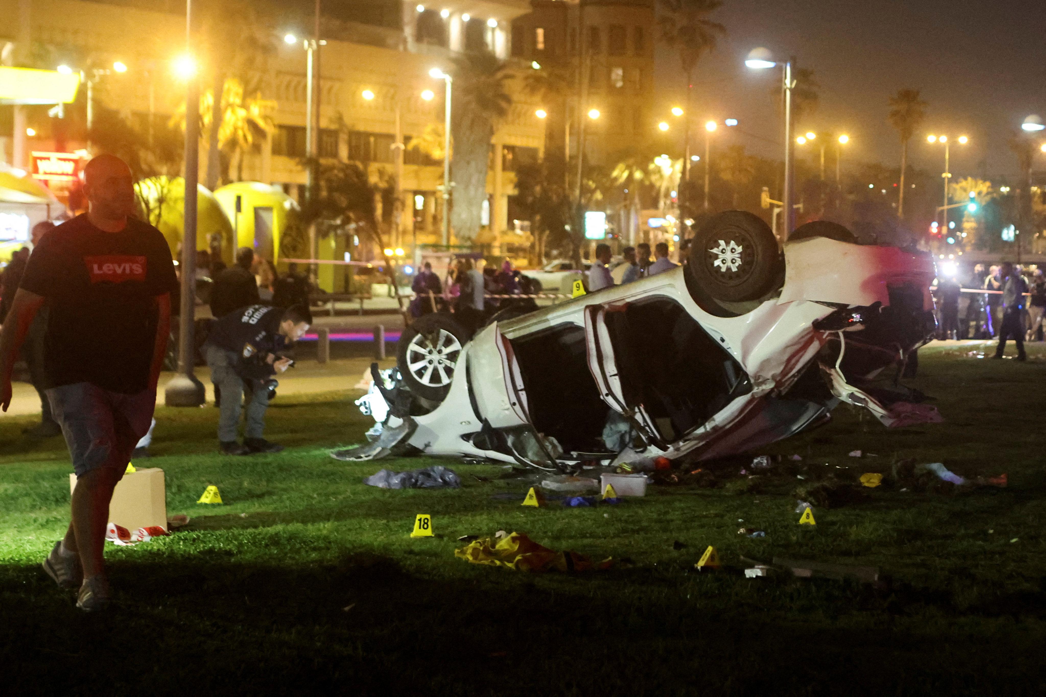 The car that ploughed into a tourist in Tel Aviv. Photo: Reuters