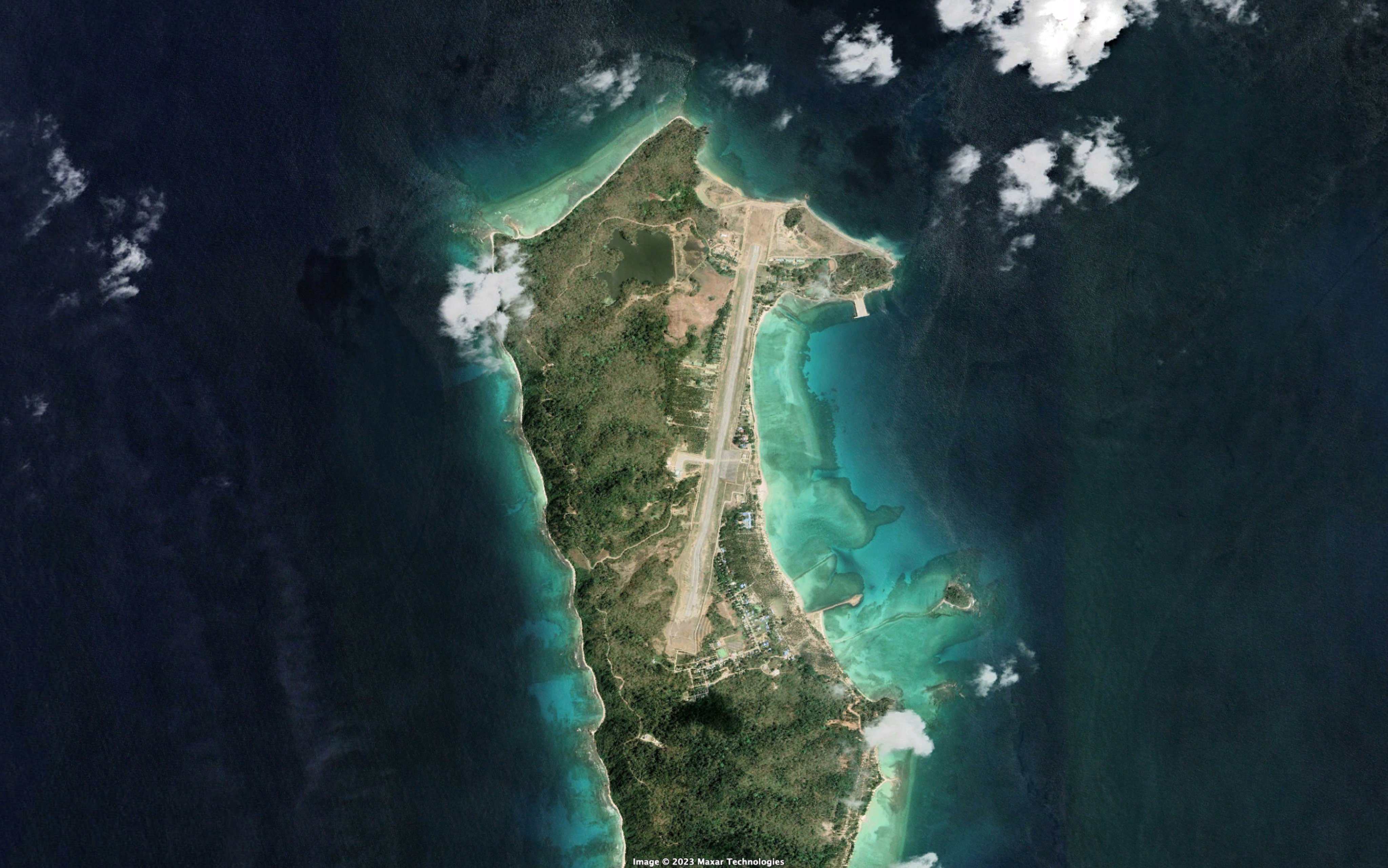 A satellite view of the airfield and associated facilities on Myanmar’s Great Coco Island. Photo: Google Earth