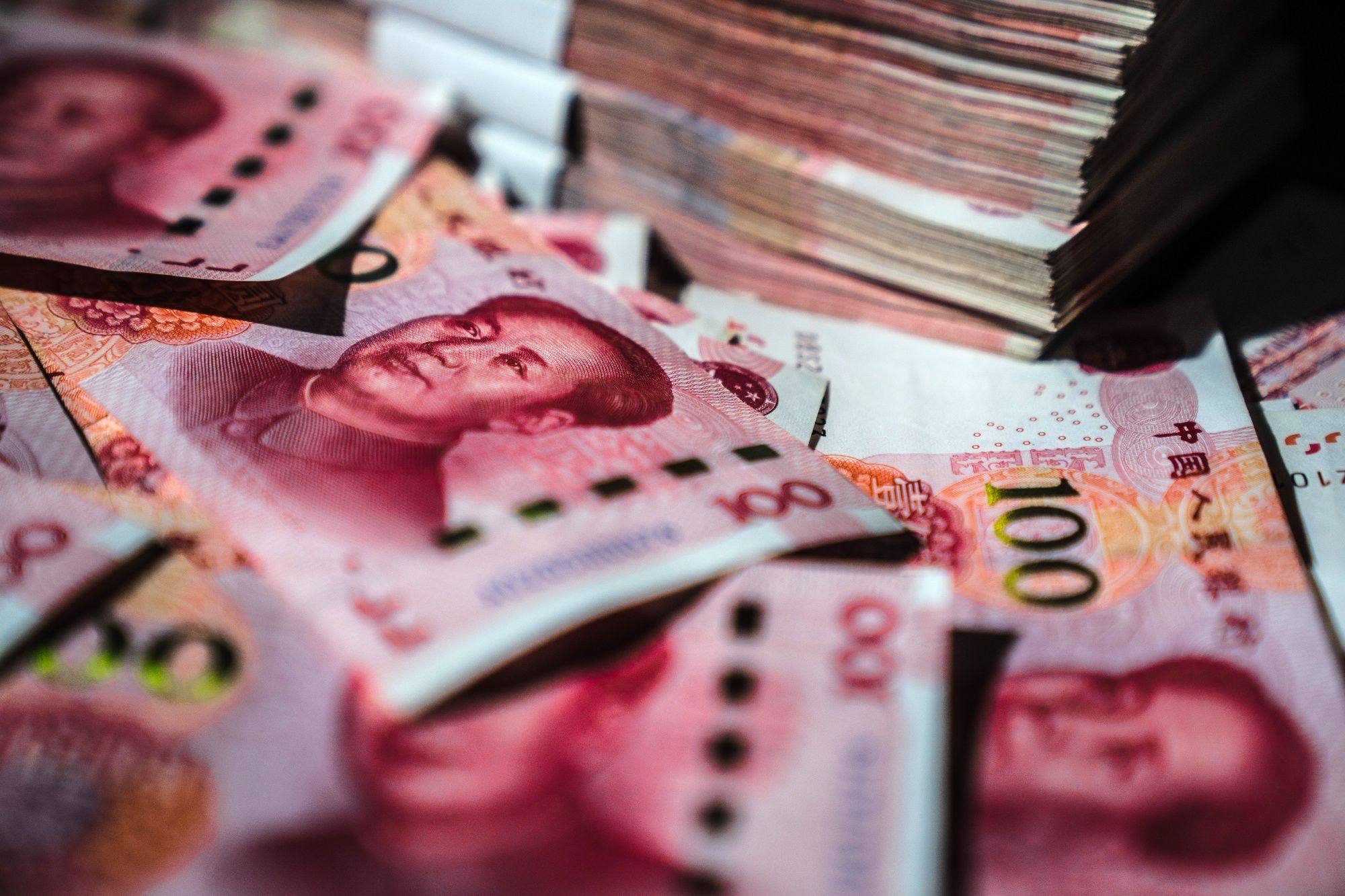Chinese 100-yuan banknotes arranged in Hong Kong on October 18, 2022. Photo: Bloomberg