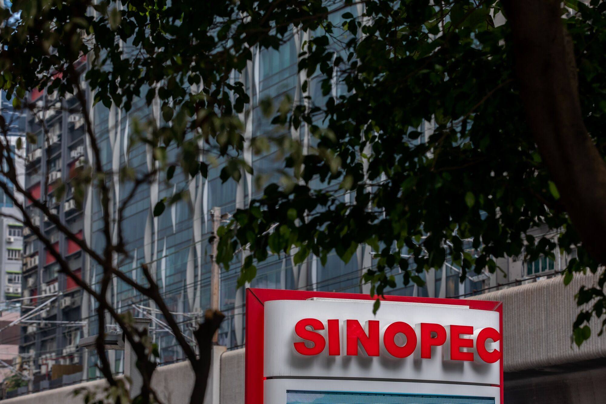 Signage for Sinopec at a gas station in Hong Kong. Photo: Bloomberg