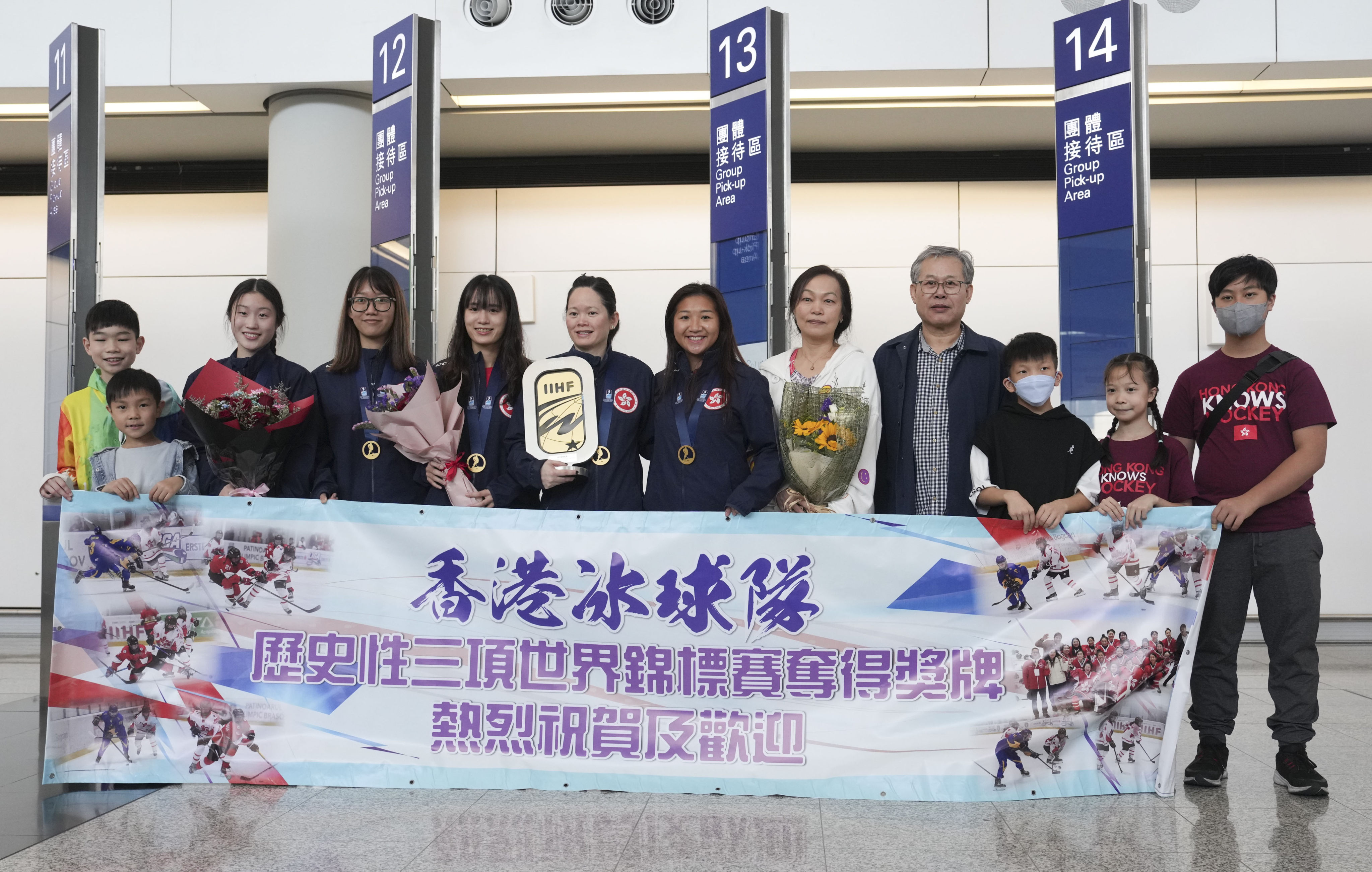 The women’s ice hockey team returns to Hong Kong after a historic division win at the world championship. Photo: Elson Li