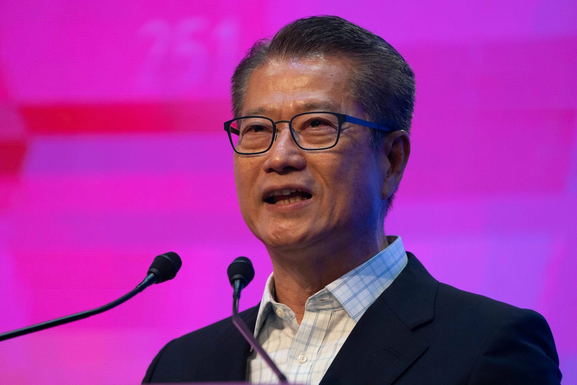 Paul Chan, Hong Kong’s financial secretary, speaks during the Web3 Blockchain Festival in Hong Kong, China, on Wednesday, April 12, 2023. The conference runs through April 15. Photographer: Anthony Kwan/Bloomberg