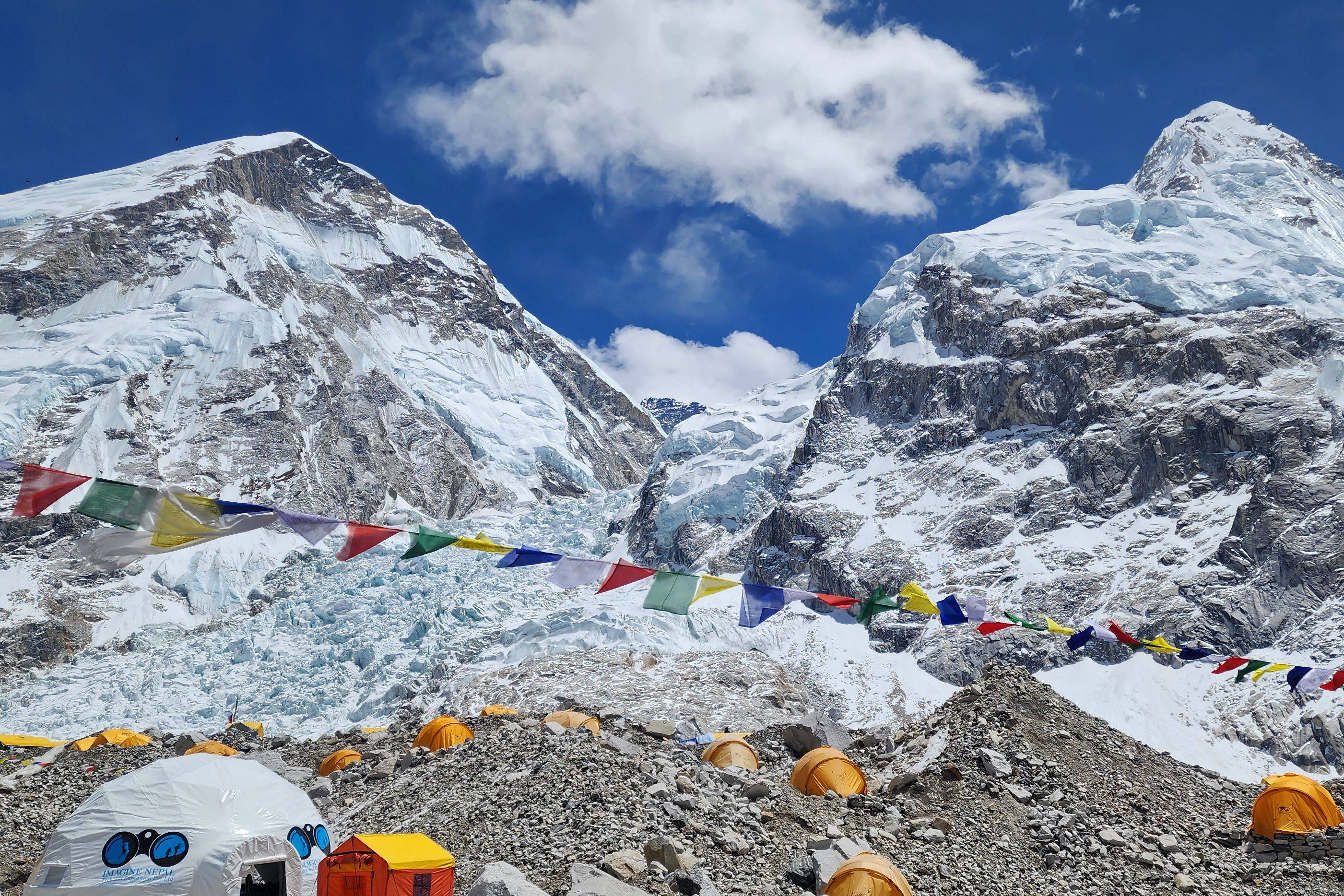 Tents of mountaineers are pictured at the Everest Base Camp. Photo: AFP